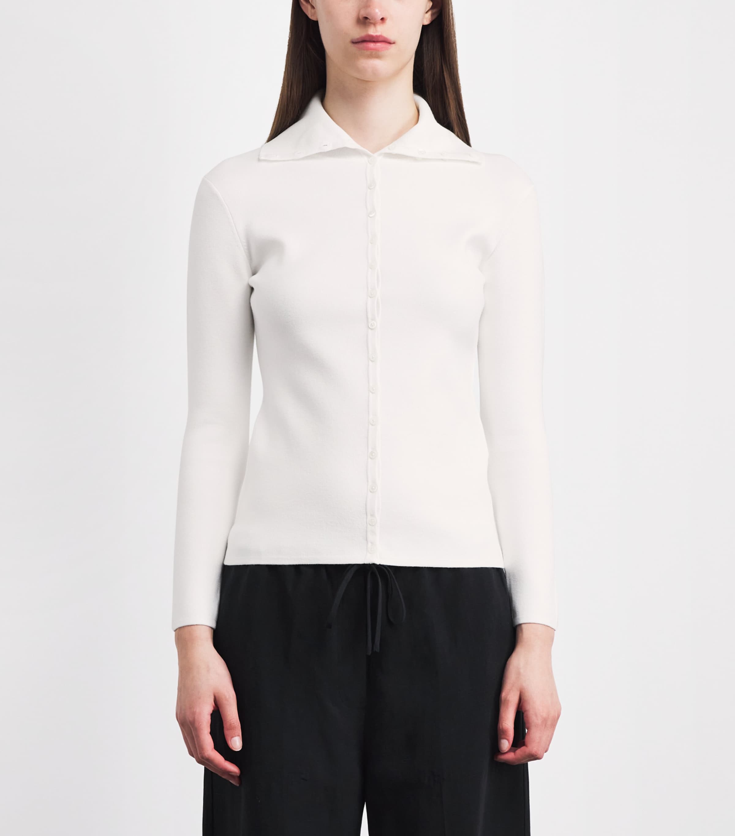 Toteme Womens Fitted Polo Cardigan Off White Image 4