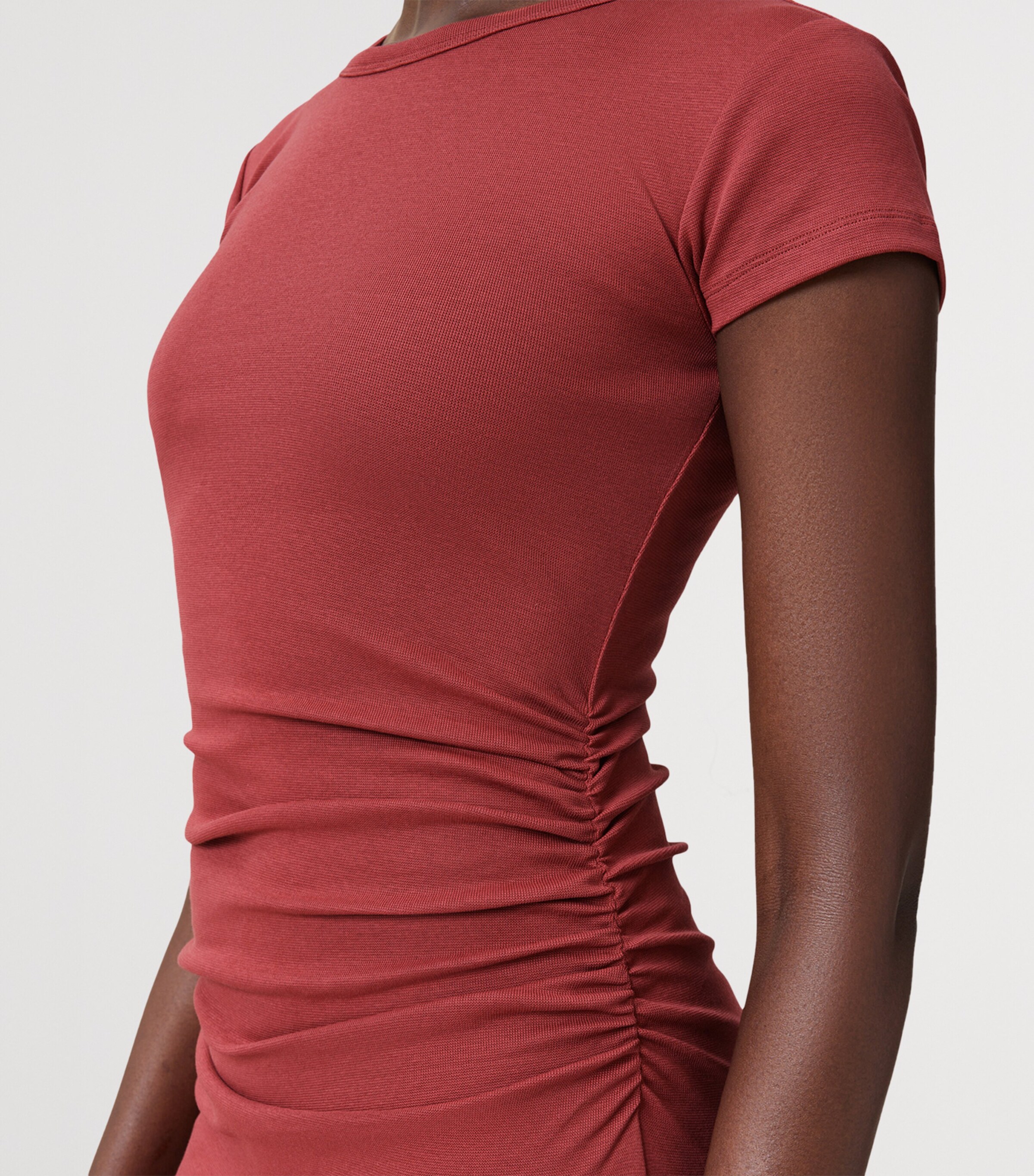 AllSaints Womens Stretch-Organic Cotton Katarina Maxi Dress Burnt Brick Red Image 5