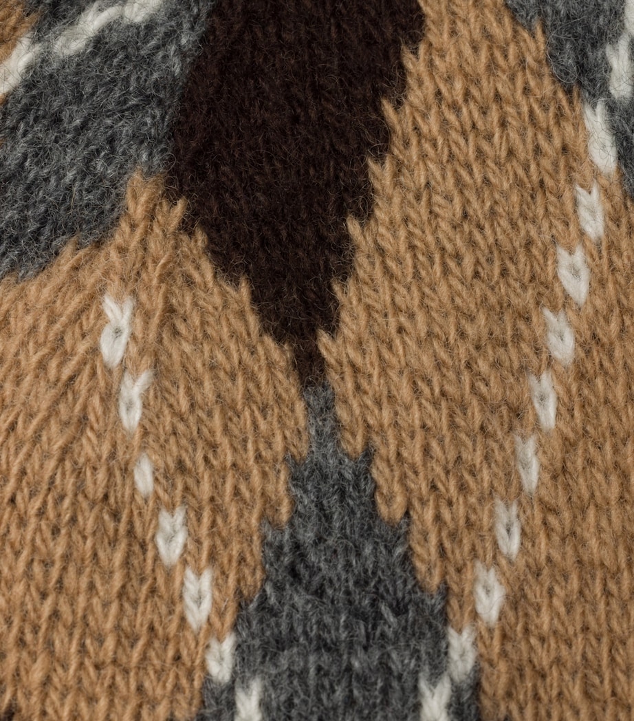 Wool-Cashmere Argyle Knit Beanie F0040 Image 2