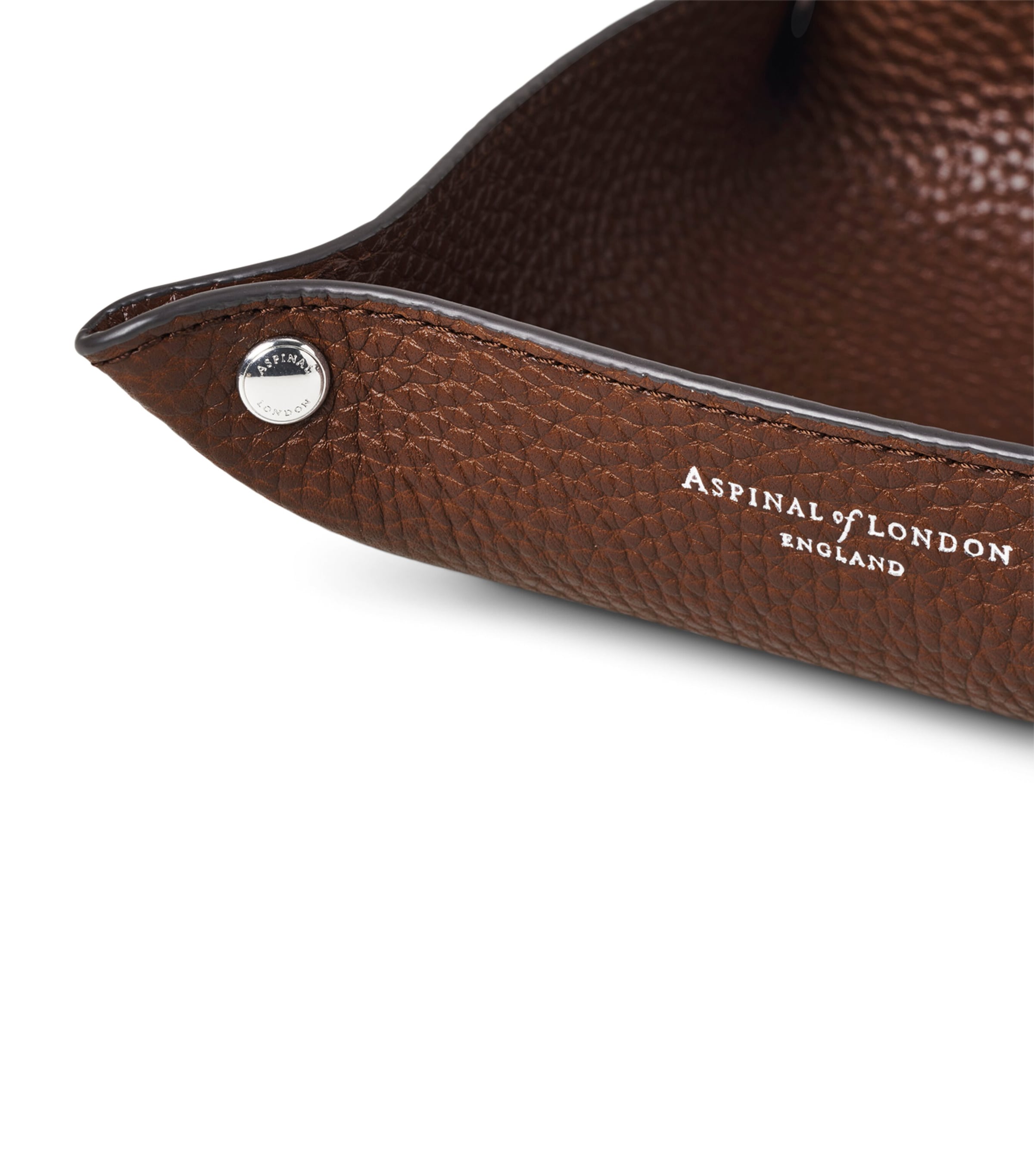 Aspinal Of London Medium Grained Leather Tidy Tray (13cm x 13cm) Tobacco Image 4
