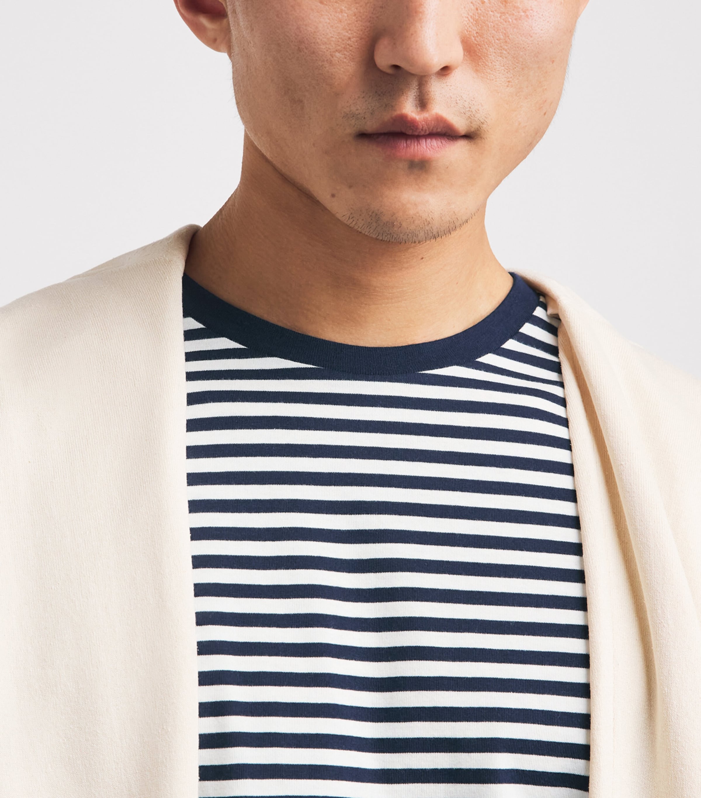 Polo Ralph Lauren Navy Cotton Stripe Polo Pony Slim T-Shirt