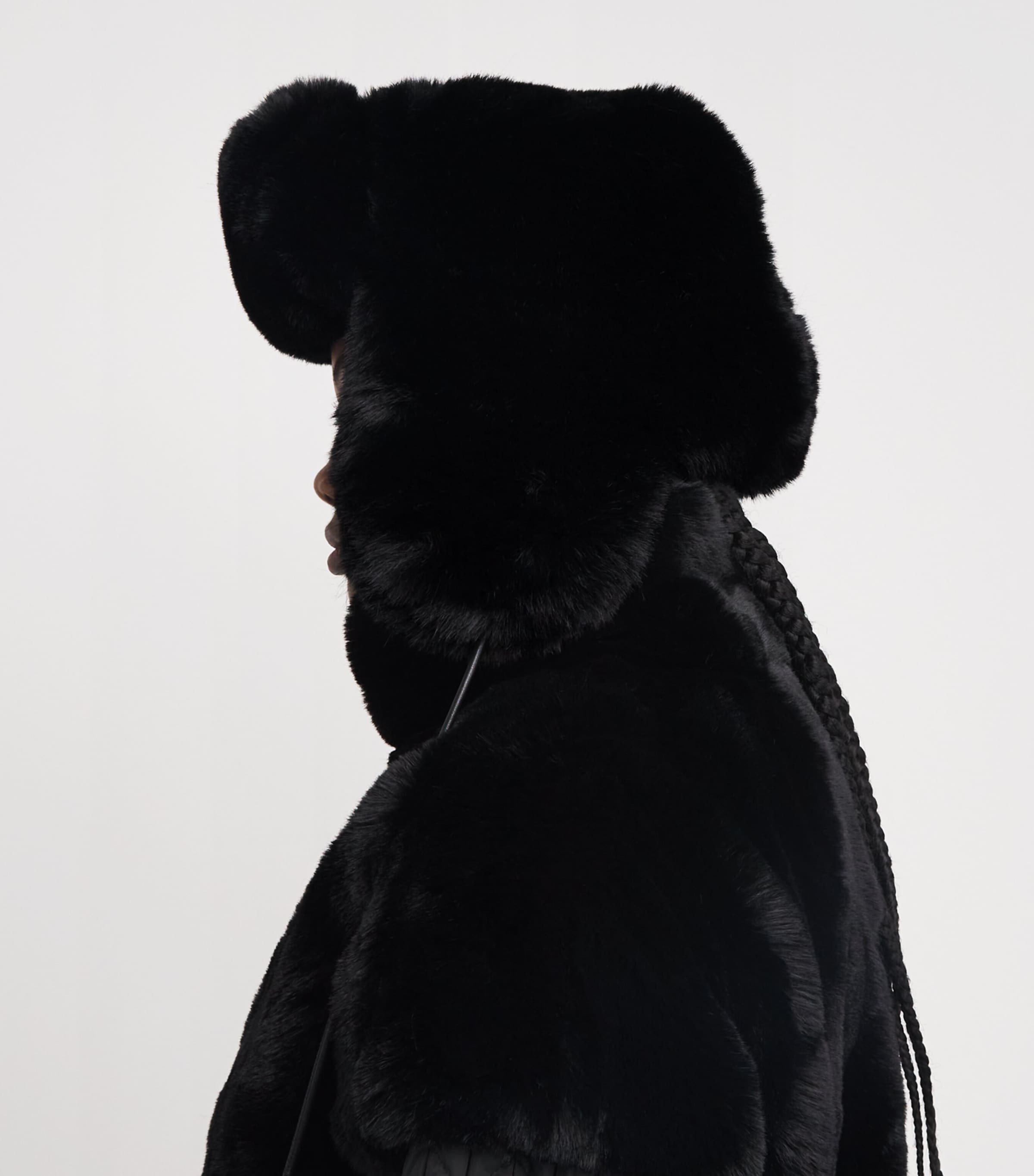 Faux Fur Cher Aviator Hat 9000 BLACK Image 2