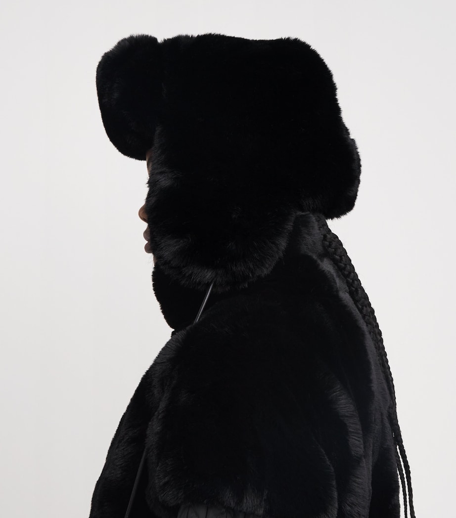 Faux Fur Cher Aviator Hat 9000 BLACK Image 2