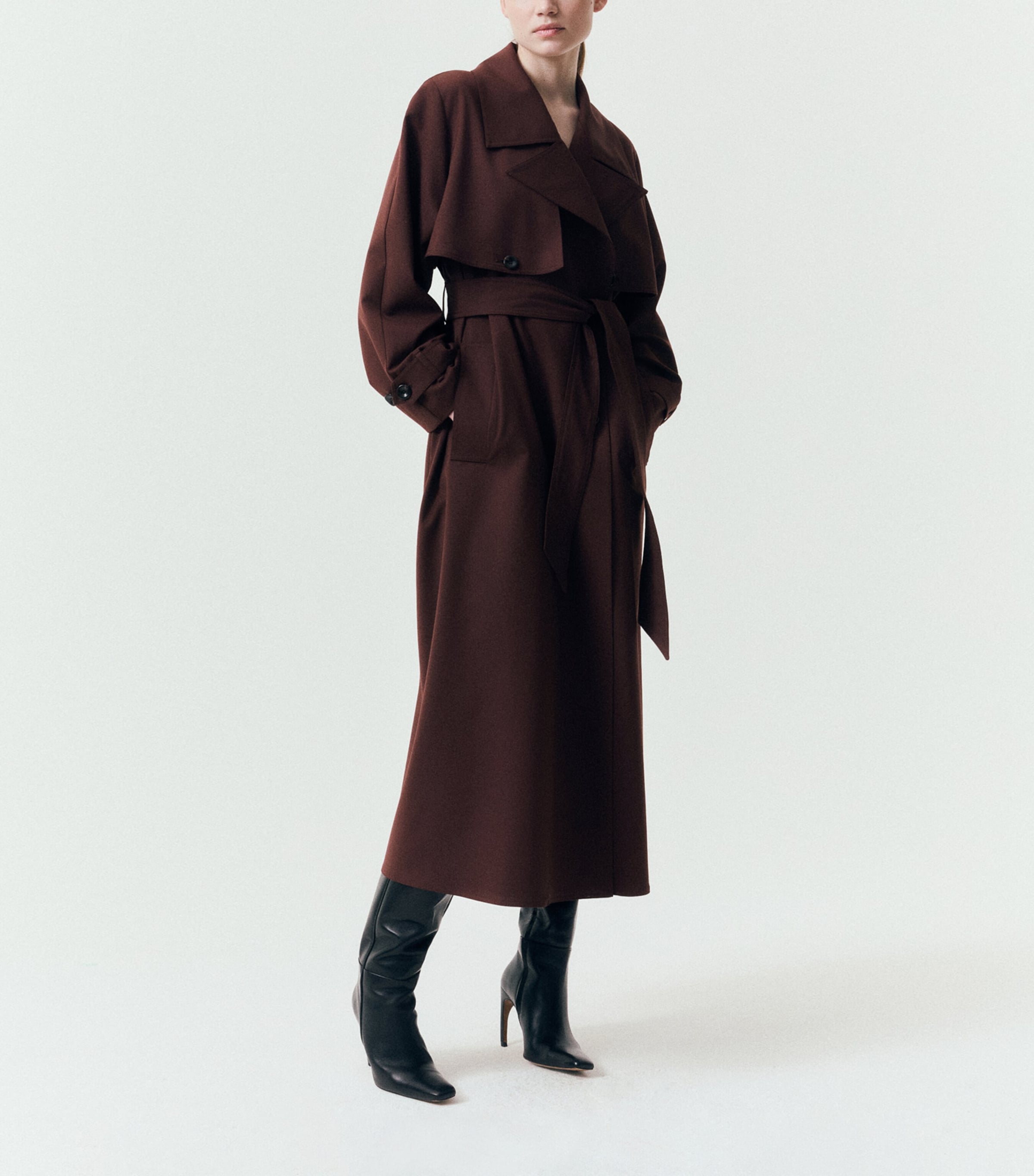Marella Womens Trench Coat Chocolate Image 4