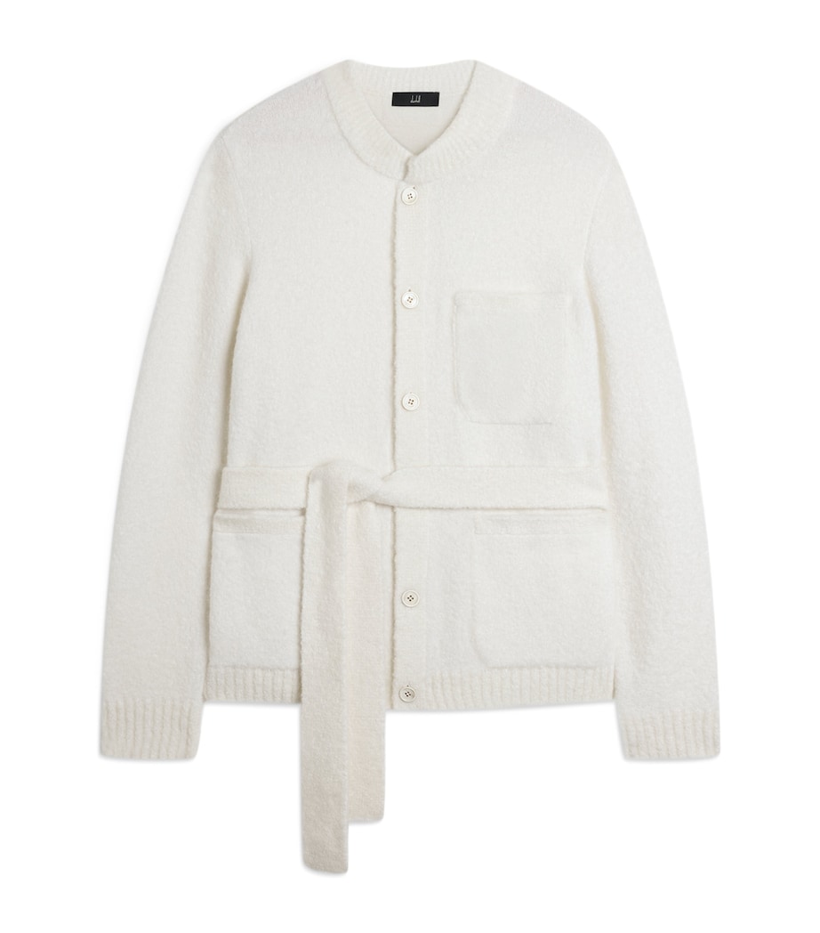 Dunhill Mens Cashmere-Blend Belted Cardigan White Image 1