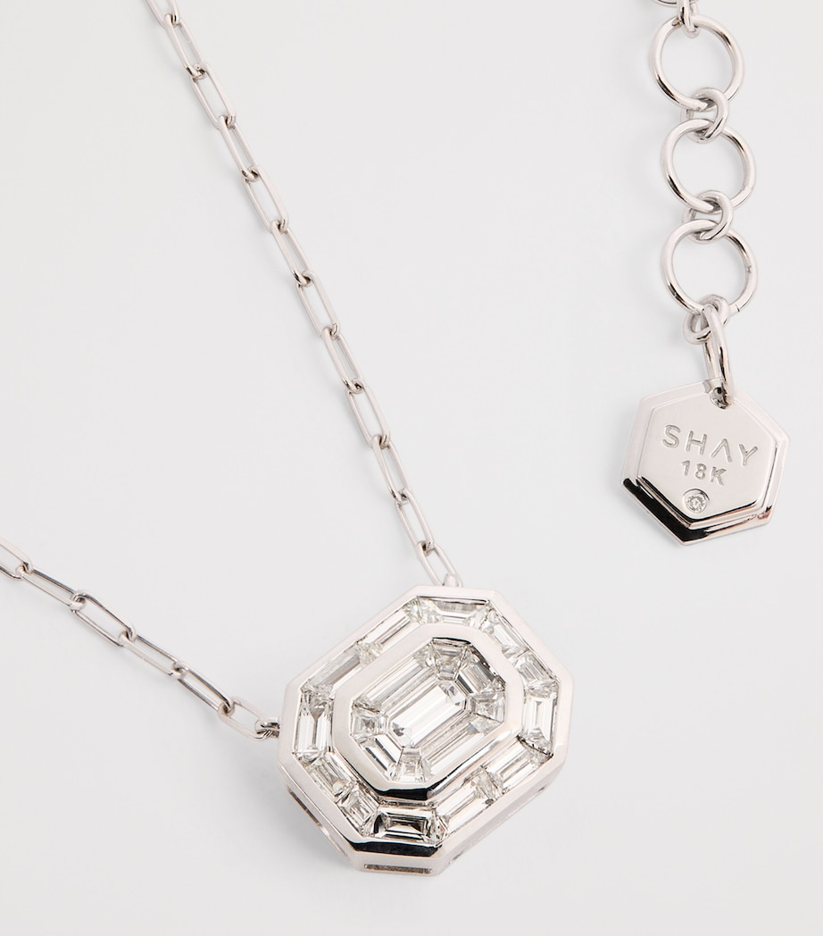 White Gold and Diamond Illusion Necklace WHITE GOLD Image 4