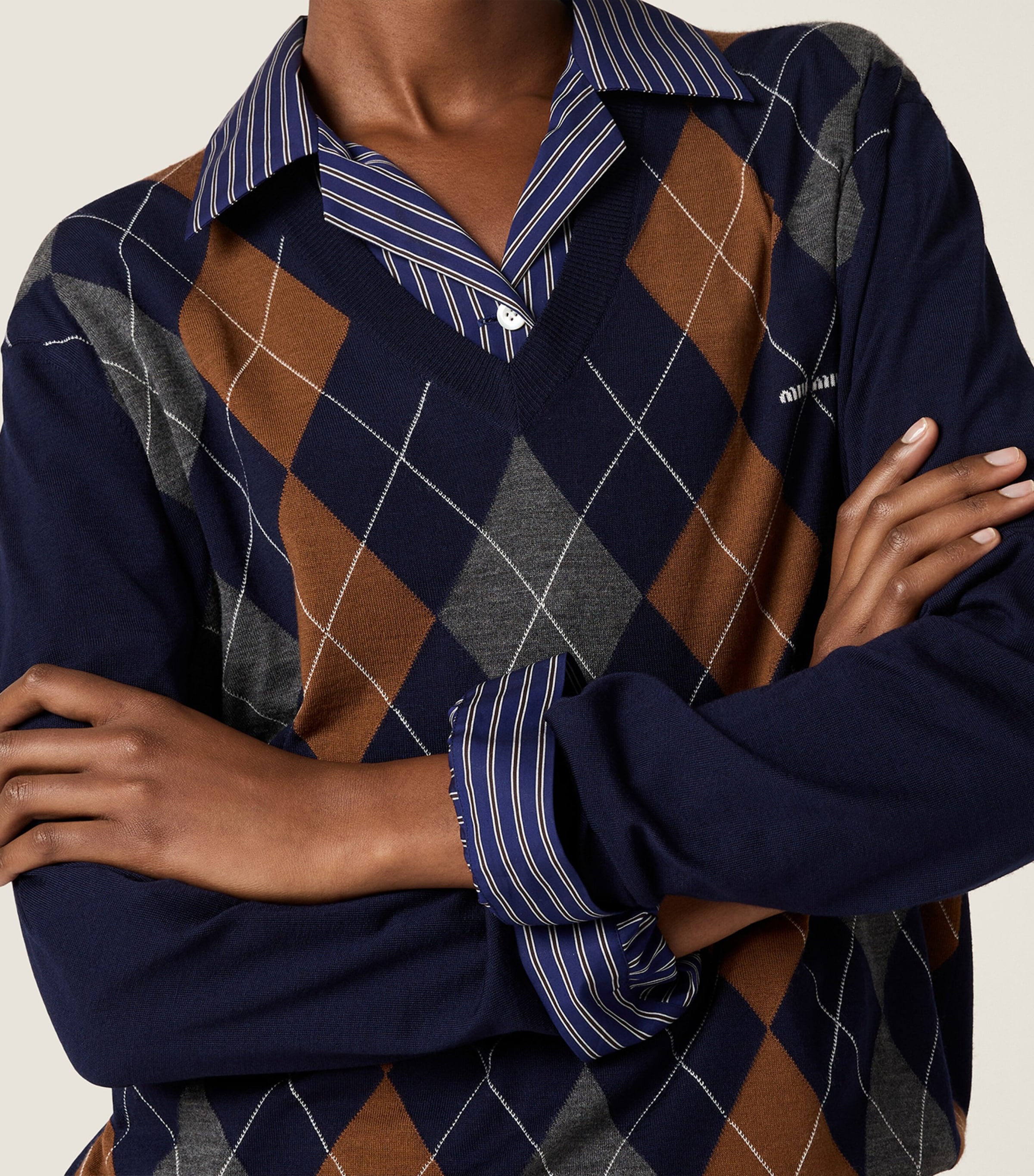 Wool Argyle Sweater F0008 Image 4