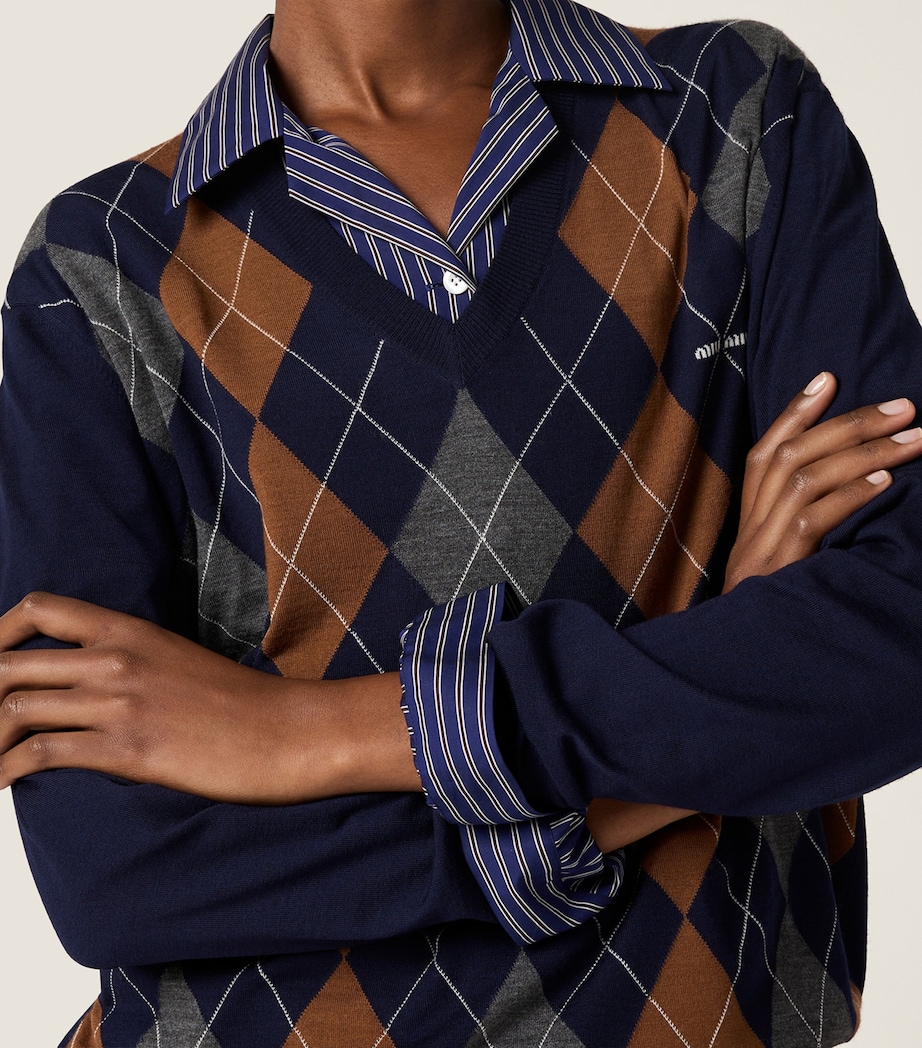 Wool Argyle Sweater F0008 Image 4