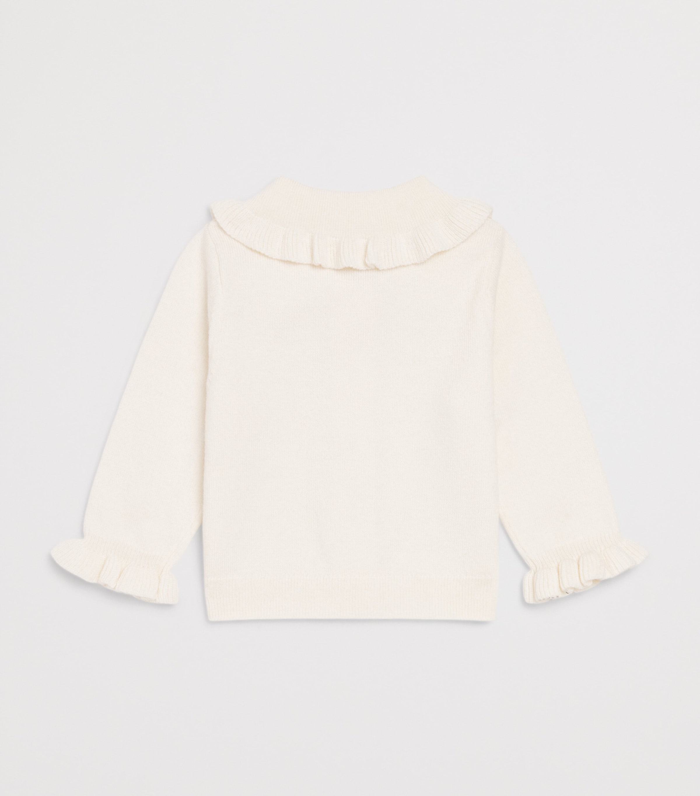 Harrods Wool-Cotton Ruffled Cardigan (0-18 Months) Oatmeal Image 2