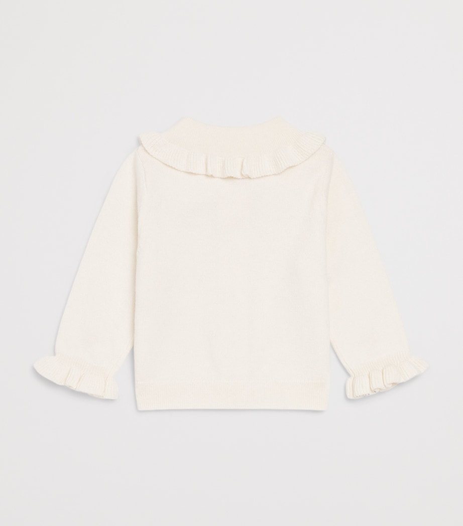 Harrods Wool-Cotton Ruffled Cardigan (0-18 Months) Oatmeal Image 2