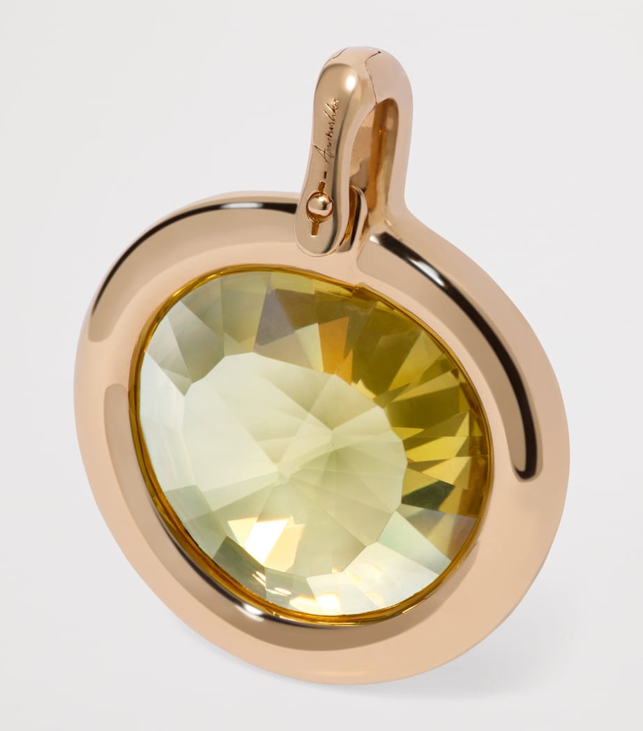 Yellow Gold and Olive Quartz Sweetie Pendant Charm YELLOW GOLD Image 2