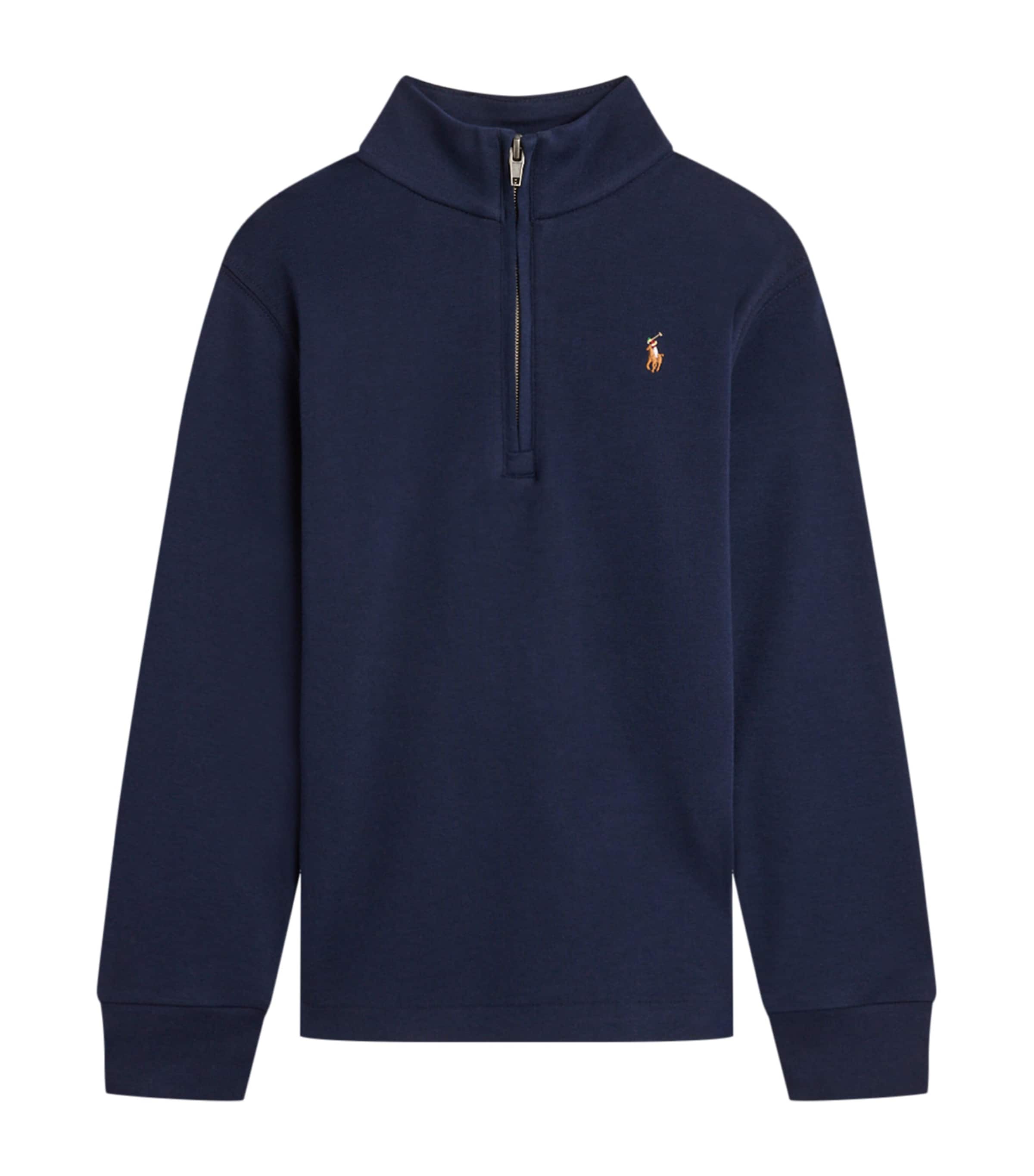 Ralph Lauren Cotton Quarter-zip Cable-knit Sweater In Blue