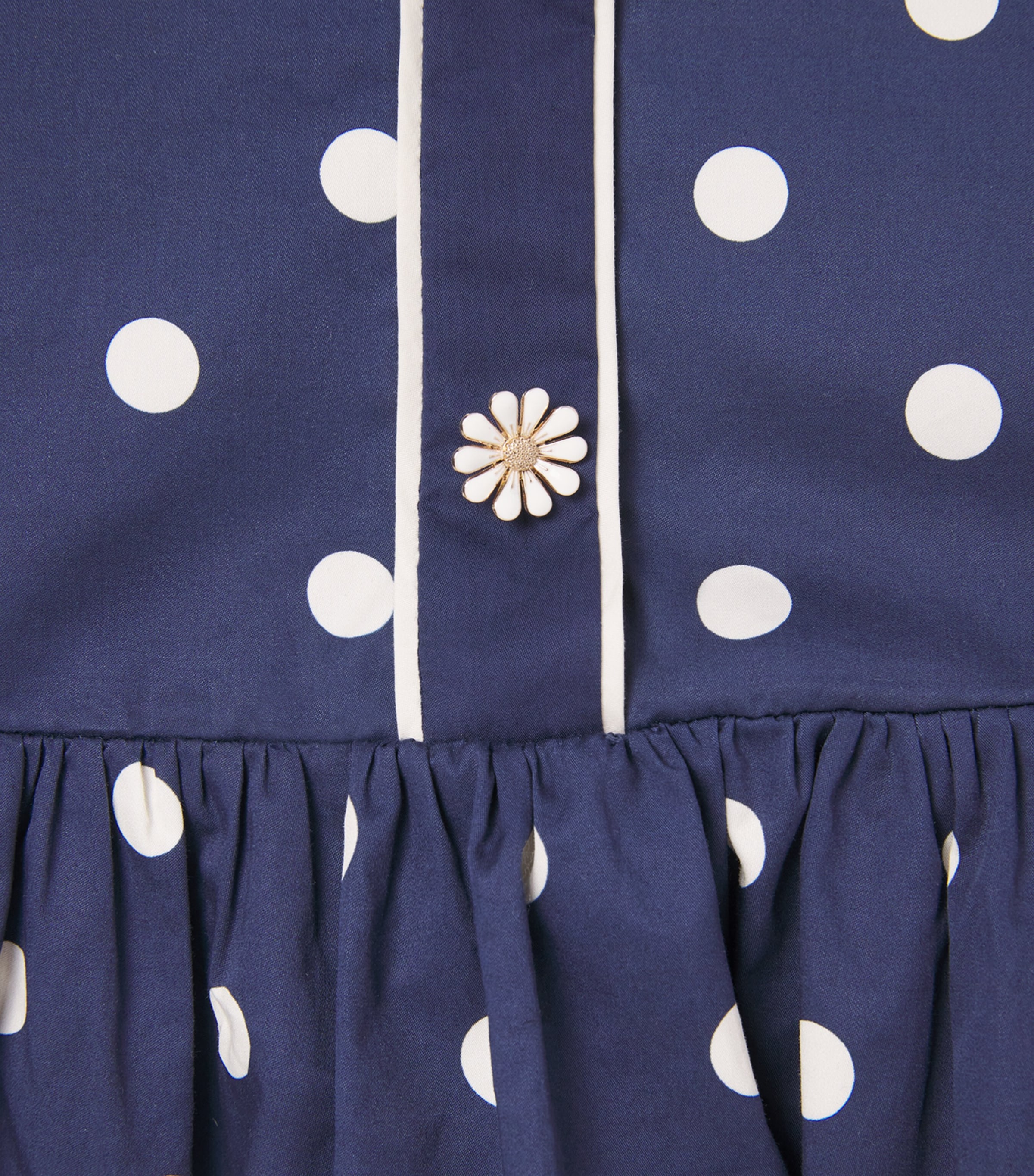 Self-Portrait Kids Taffeta Polka-Dot Dress (4-12 Years) Navy Image 3