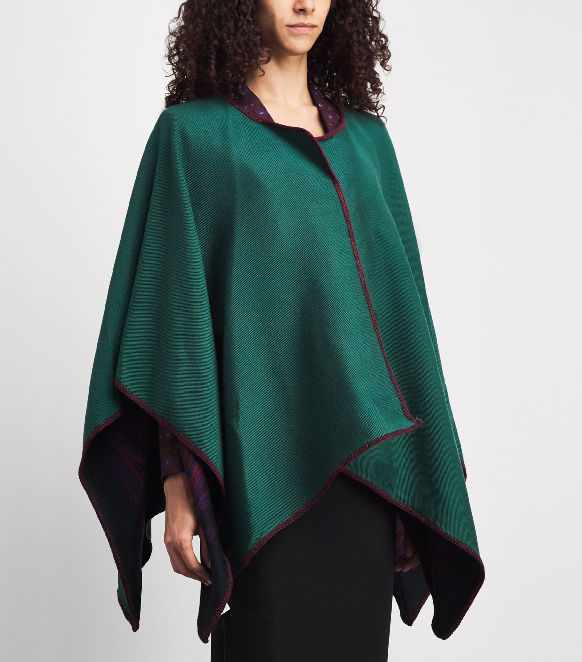 Etro Womens Wool-Blend Paisley Reversible Cardigan Green Image 6