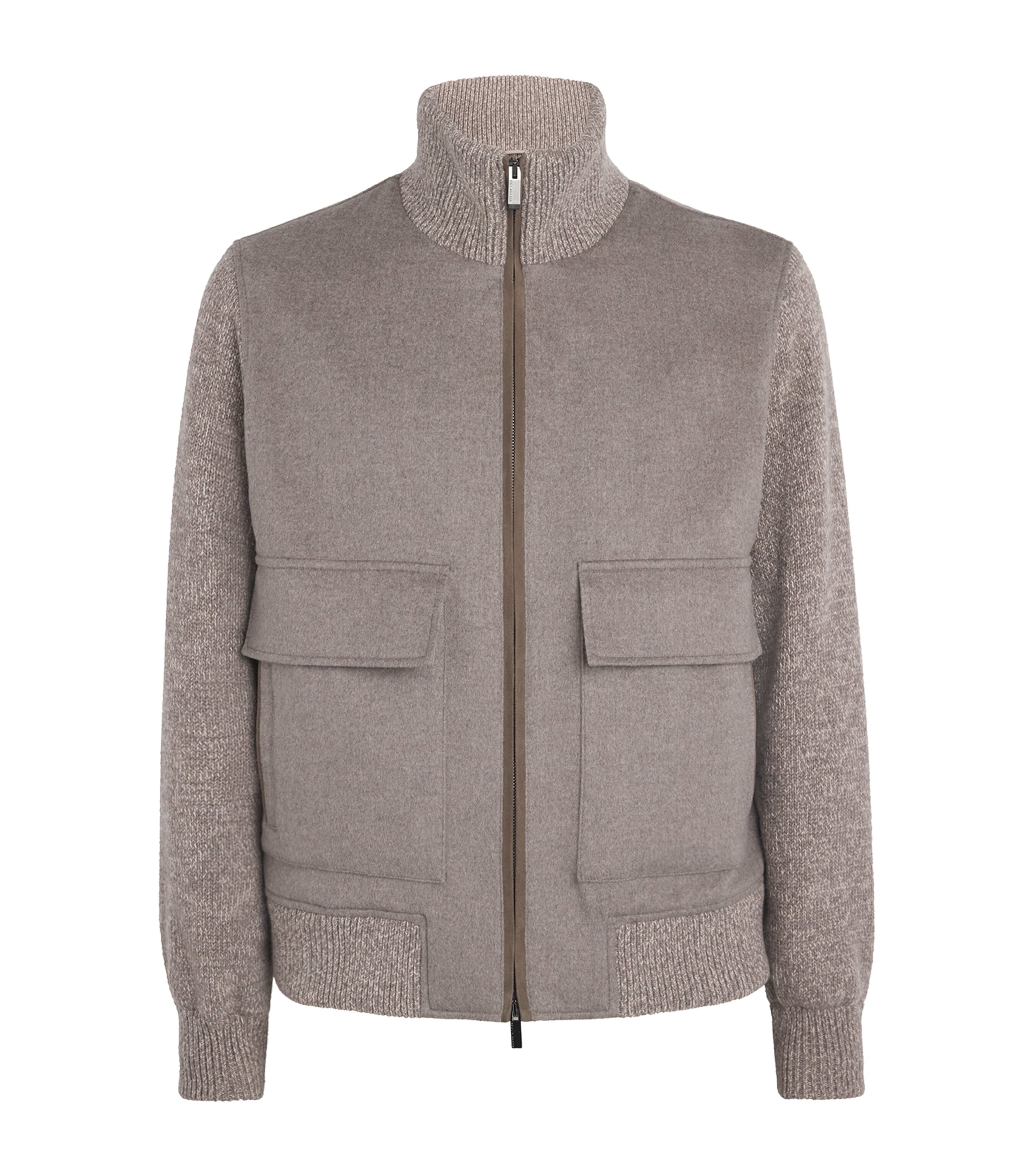 Paul & Shark Cashmere-wool Zipped Sweatshirt In Gray