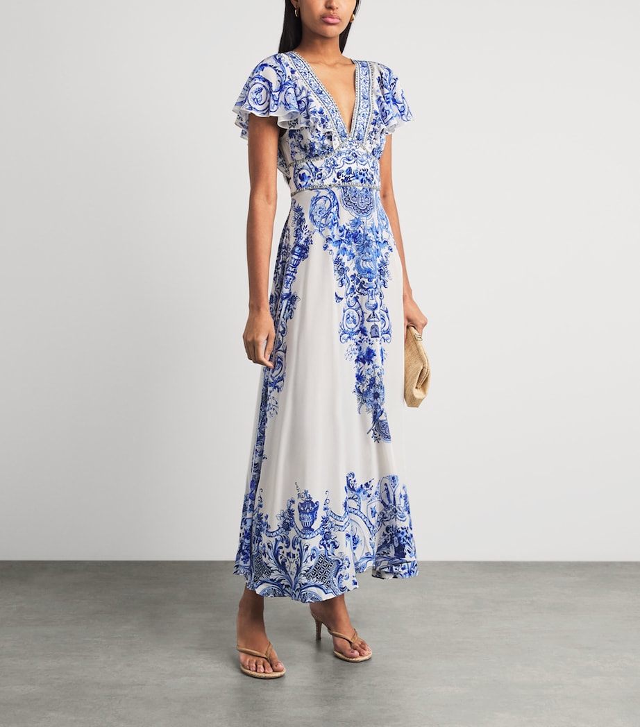 Camilla Womens Silk Printed Midi Dress Ceramic Panoramic Image 2
