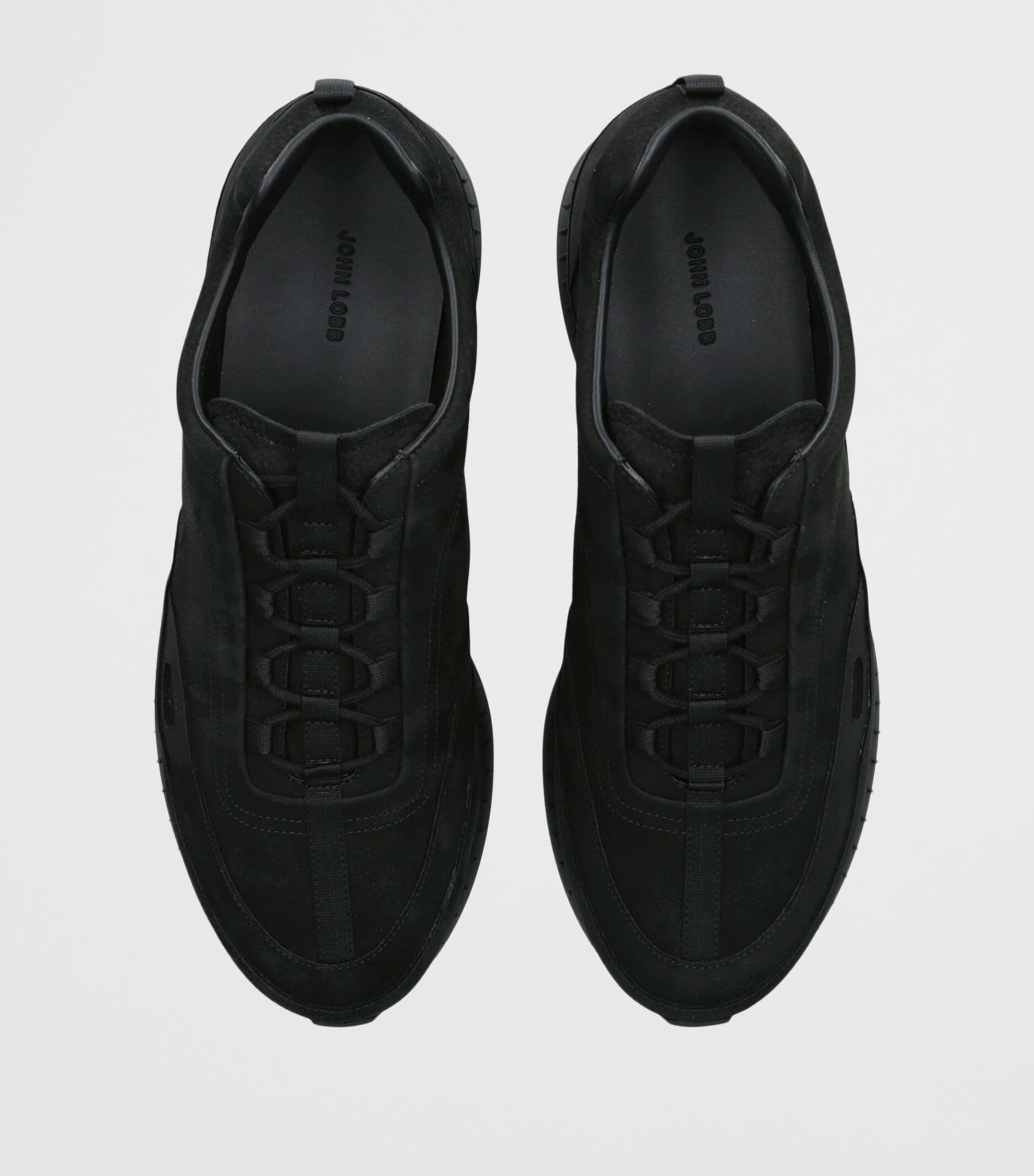 John Lobb Nubuck Leather Stream Sneakers Black Image 2