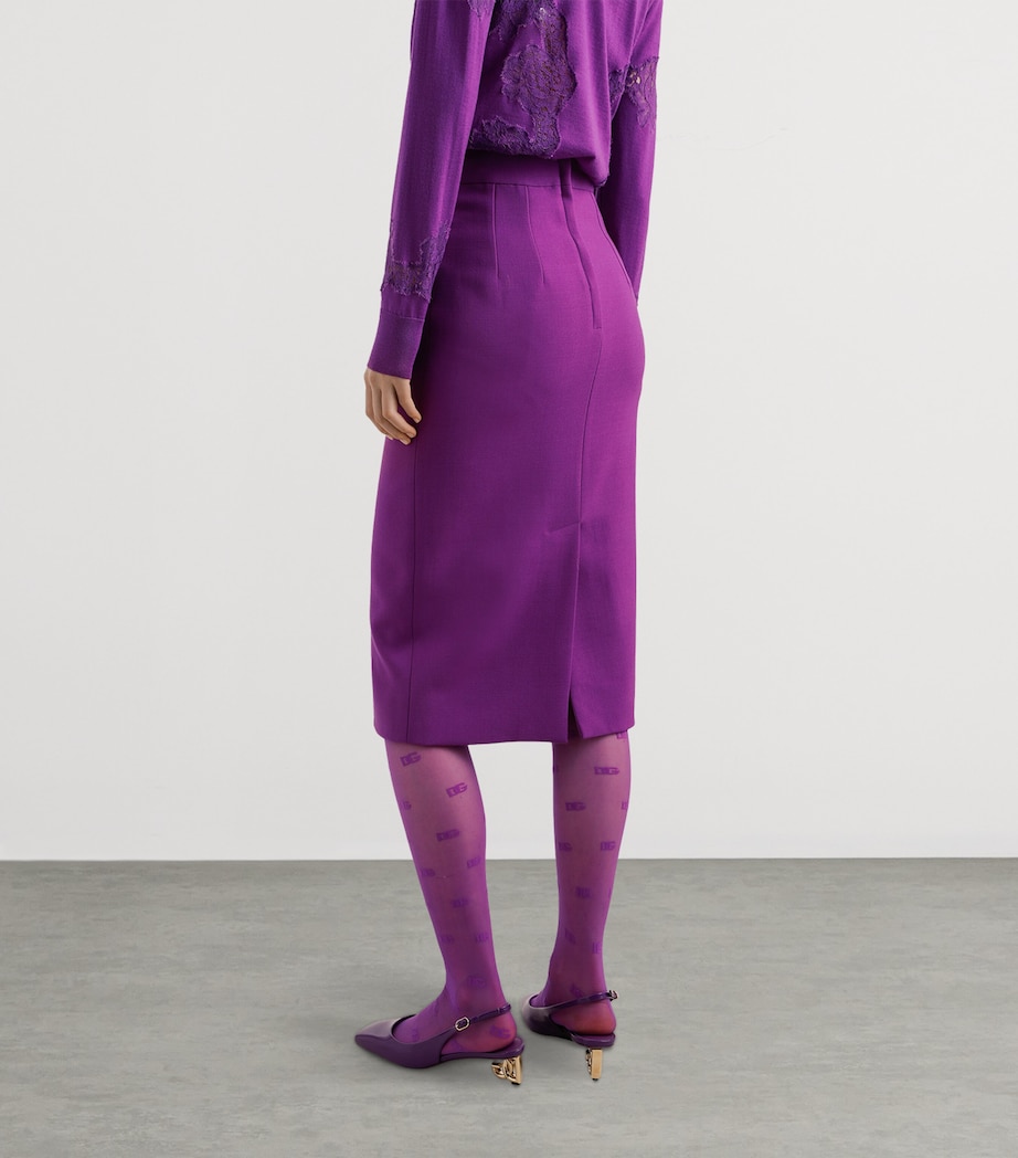 Virgin Wool Logo Pencil Midi Skirt F0571-PURPLE Image 3