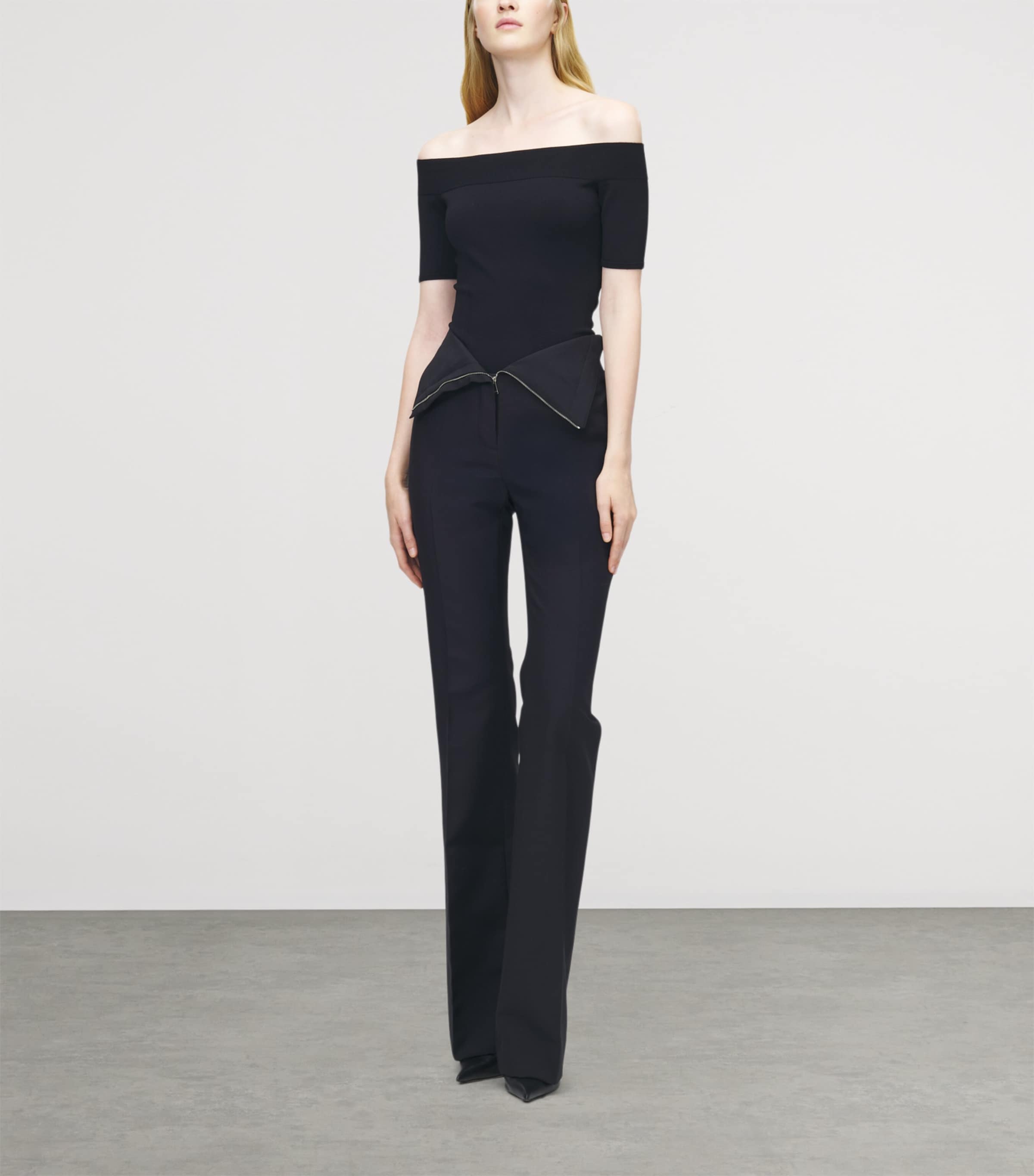 McQueen Womens Wool Foldover-Waist Trousers Image 2