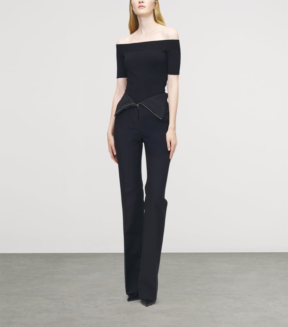 McQueen Womens Wool Foldover-Waist Trousers Image 2