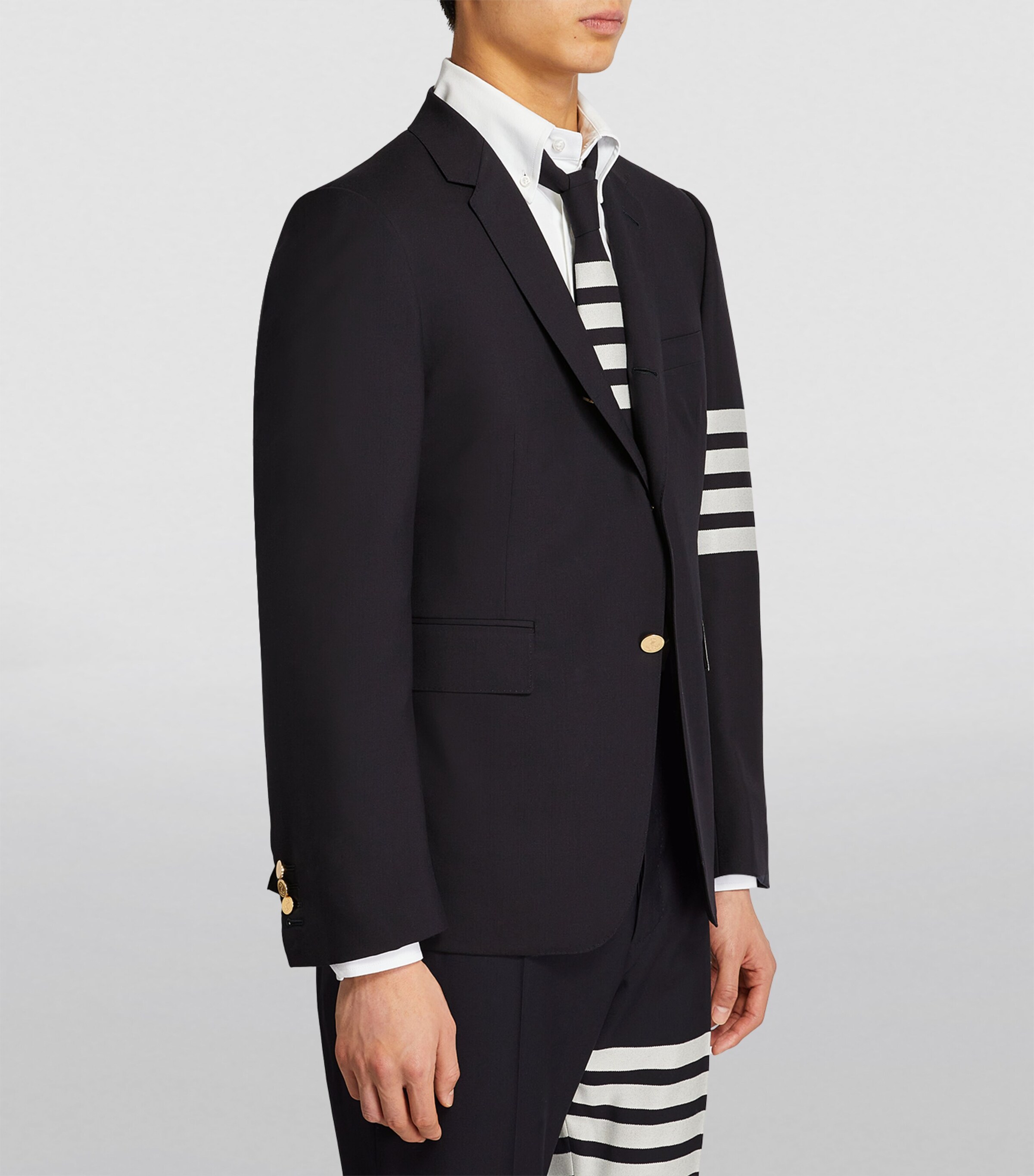 Wool 4-Bar Stripe Blazer NAVY Image 3