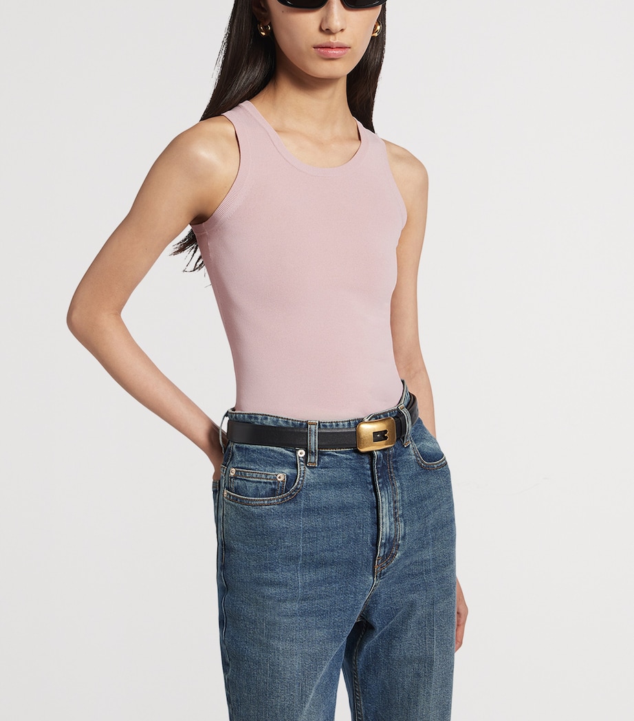 Balenciaga Womens Ribbed Logo Tank Top Image 5