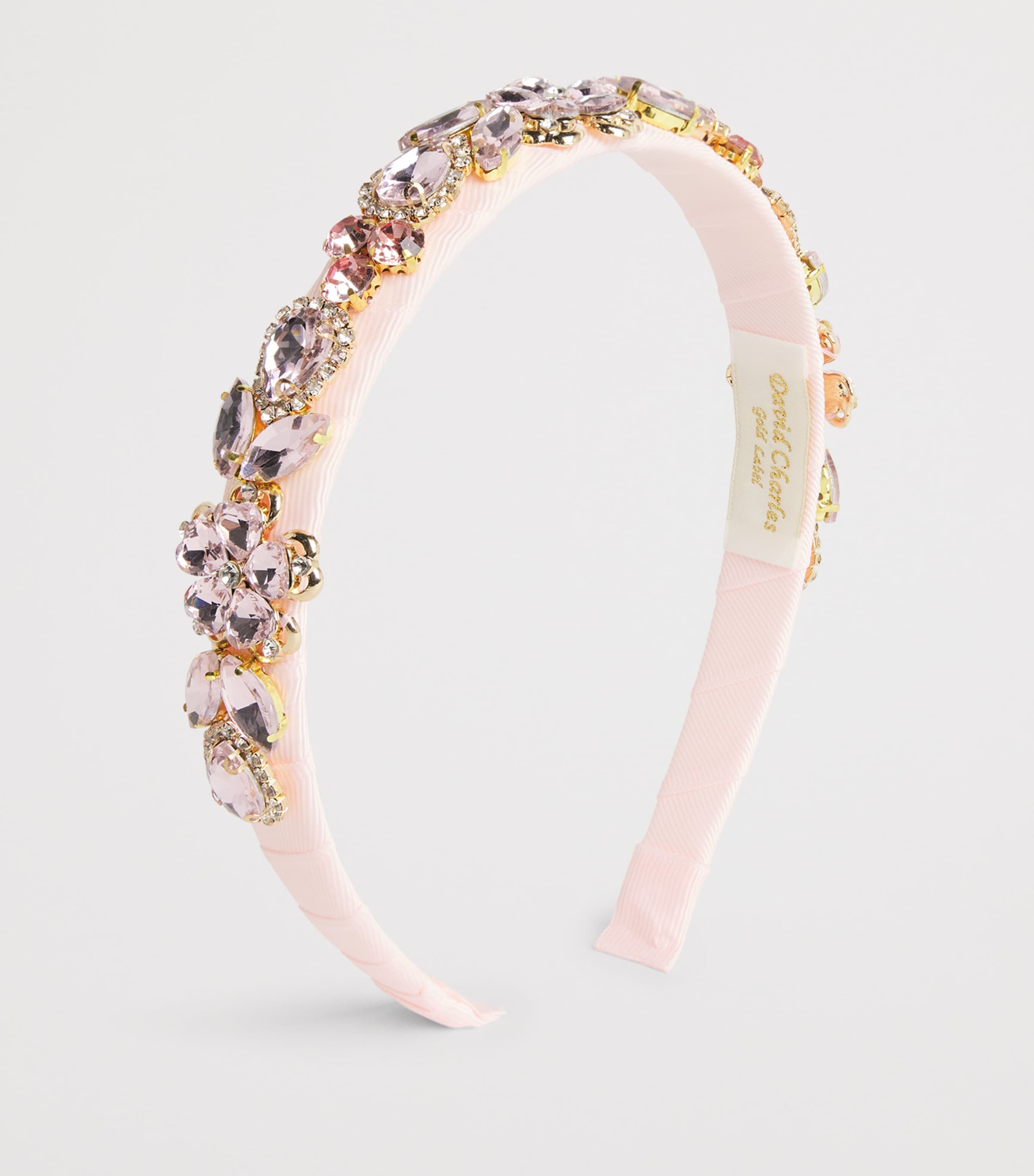 David Charles Diamanté and Faux Pearl-Embellished Headband X Pink W/pink Stones Image 2