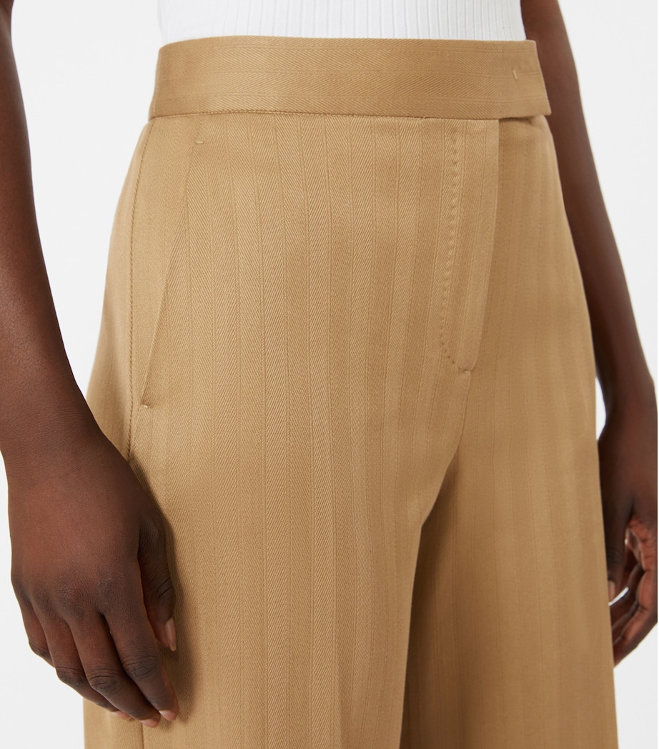 Max Mara Womens Cotton Jersey Stripe Trousers Desert Image 5