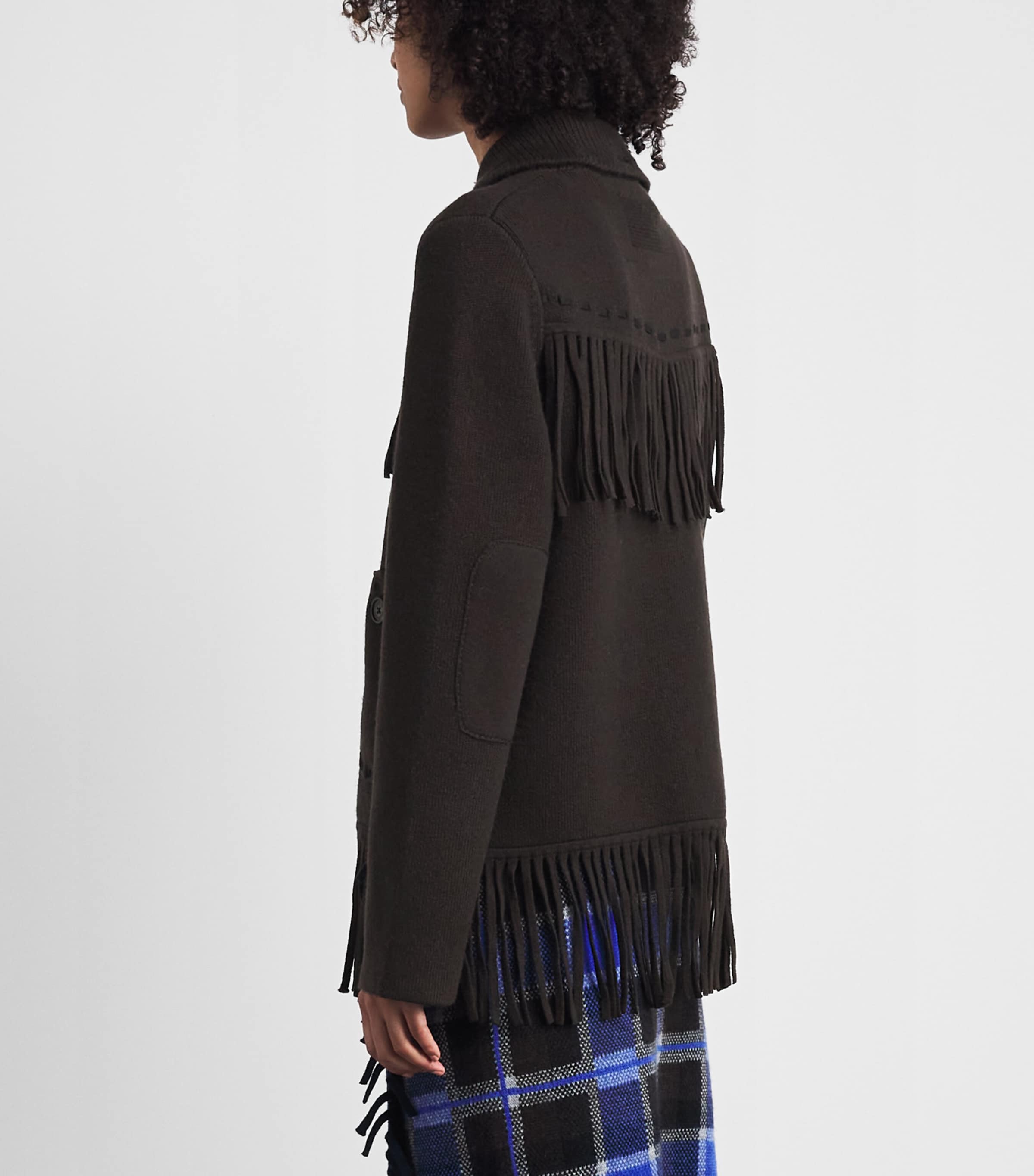 Guest In Residence Womens Wool-Cashmere Western Fringe Jacket Burnt Cocoa Image 5