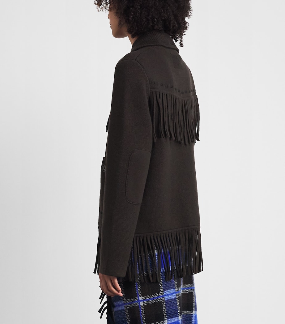 Guest In Residence Womens Wool-Cashmere Western Fringe Jacket Burnt Cocoa Image 5