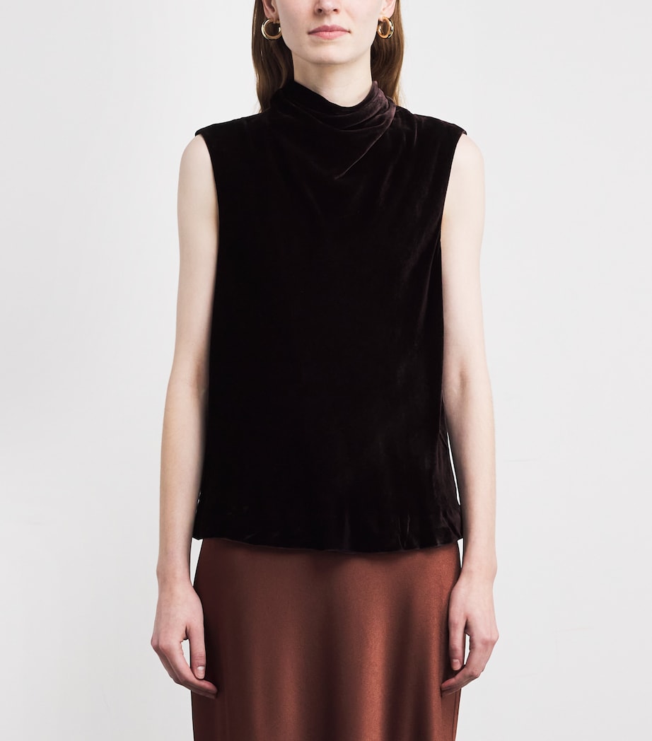 Velvet Cowl-Neck Top DOUBLE ESPRESSO Image 3