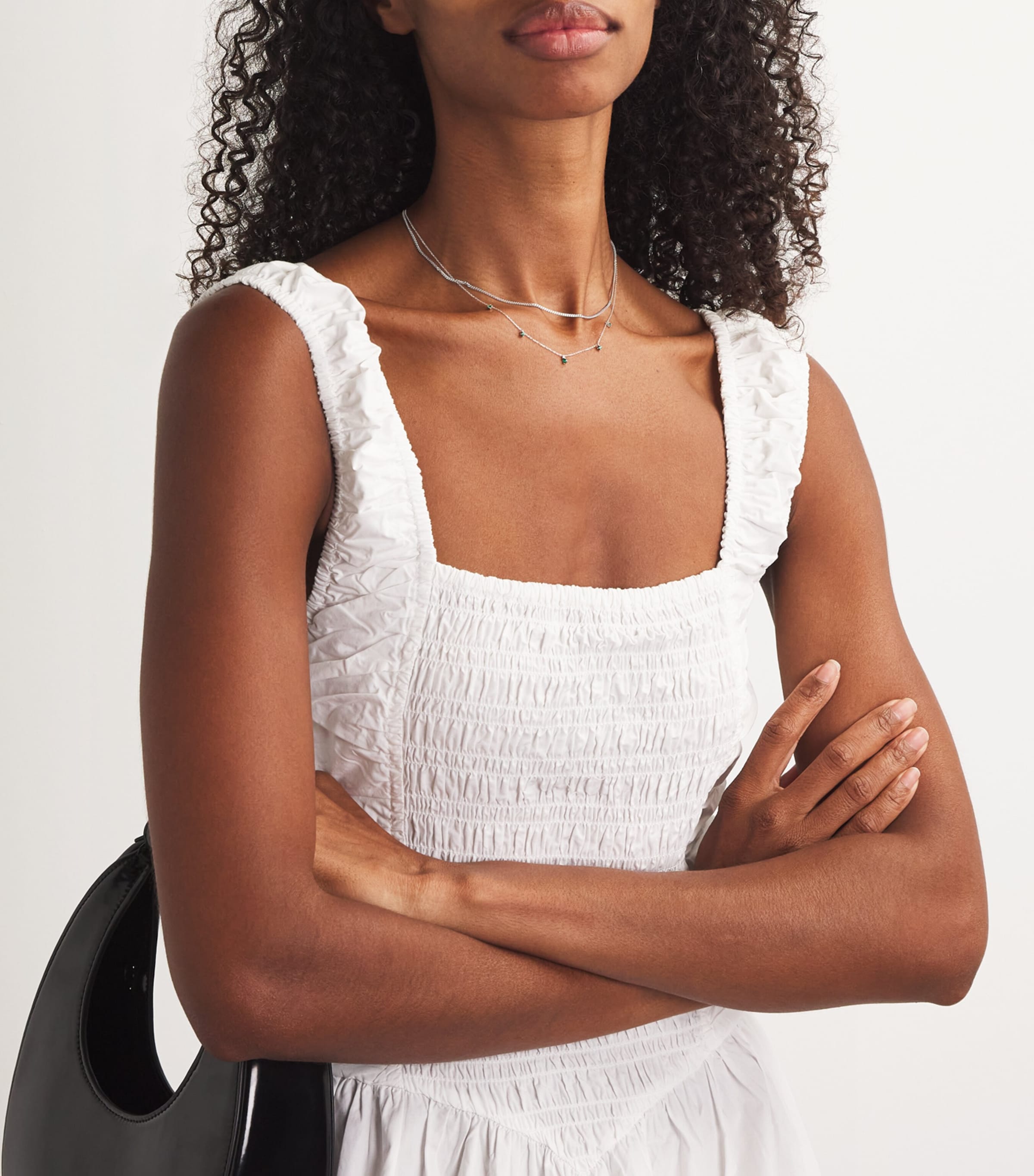 White Gold and Emerald Charm Necklace WHITE GOLD Image 4