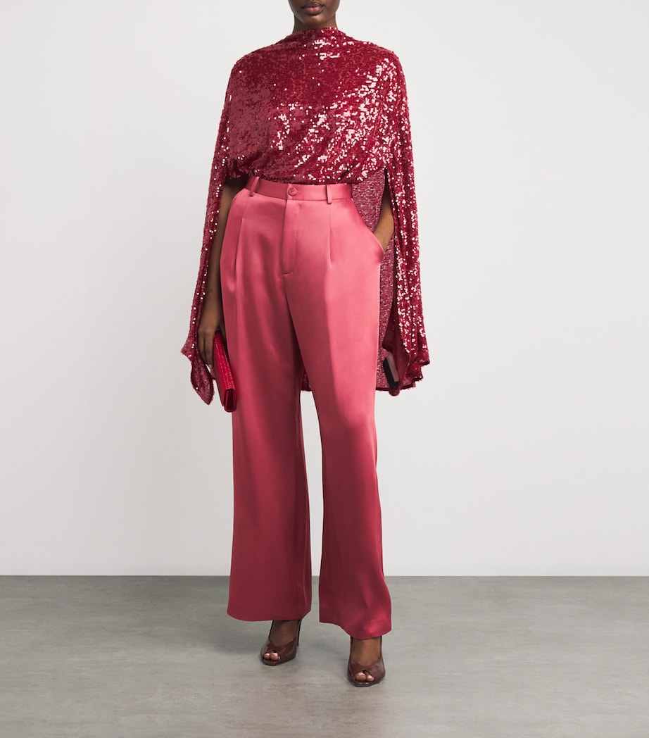 Satin Pleated Wide-Leg Trousers 678 DARK ROSE Image 2