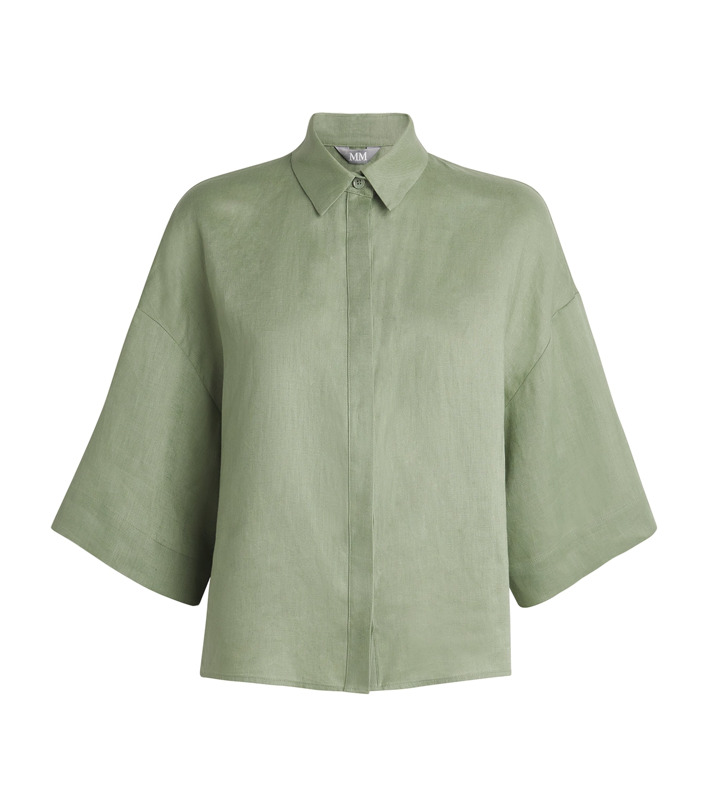 MM Womens Linen Boxy Shirt Sage Green Image 1