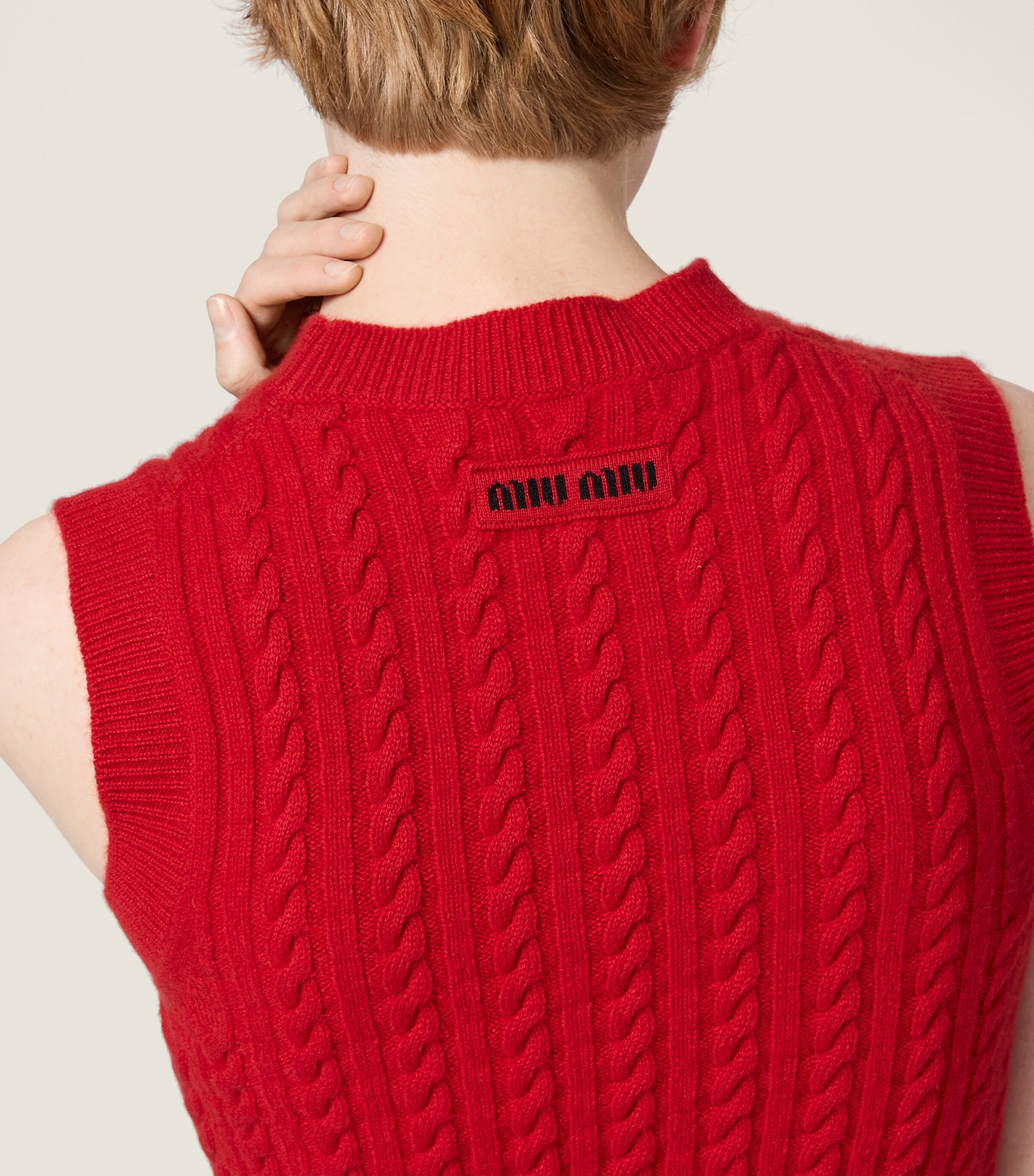 Miu Miu Womens Cashmere Cable-Knit Vest Image 6