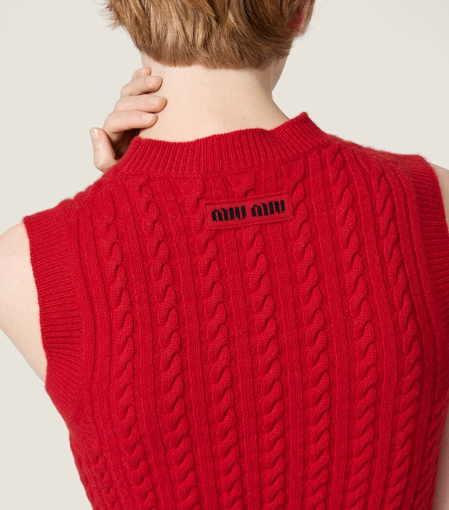 Miu Miu Womens Cashmere Cable-Knit Vest Image 6