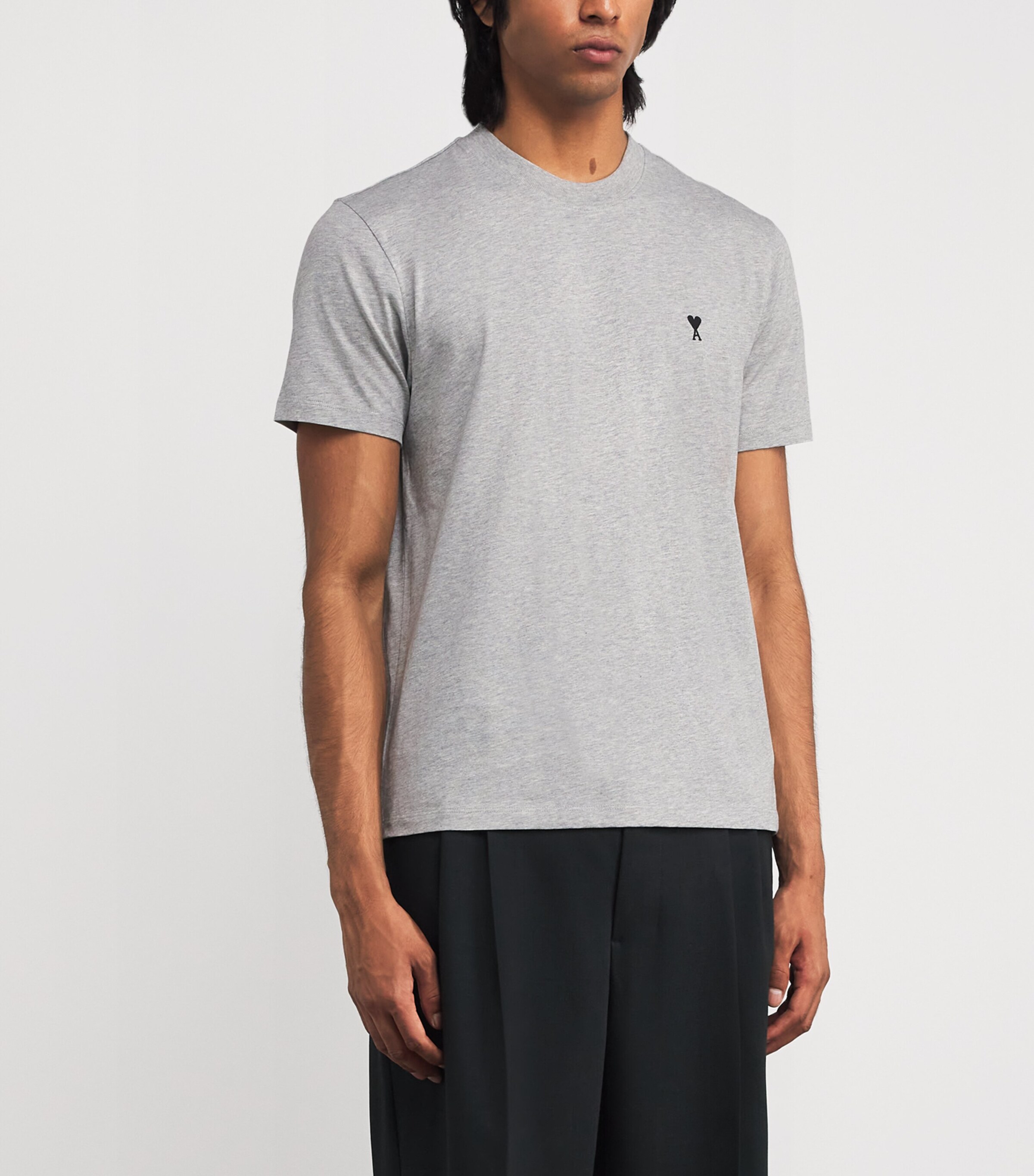 Cotton Embroidered Ami De Coeur T-Shirt 0951 - GRIS CENDRE CHINE Image 3