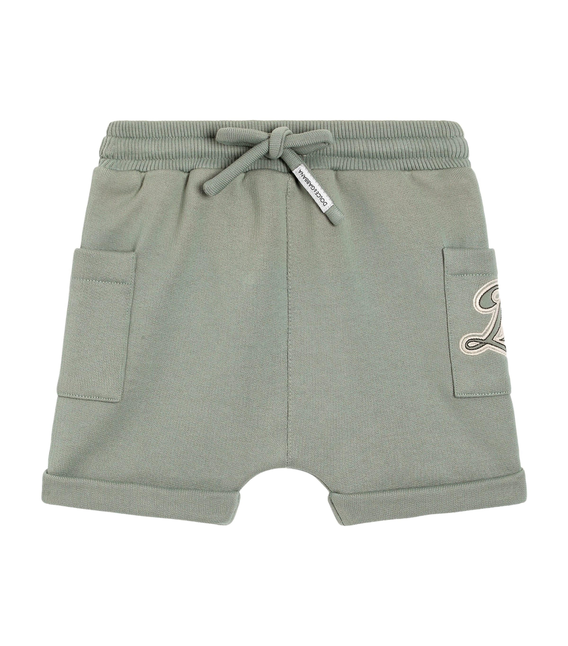 Dolce&Gabbana Kids Jersey Logo Sweatshorts (3-30 Months) Grey Green Image 1