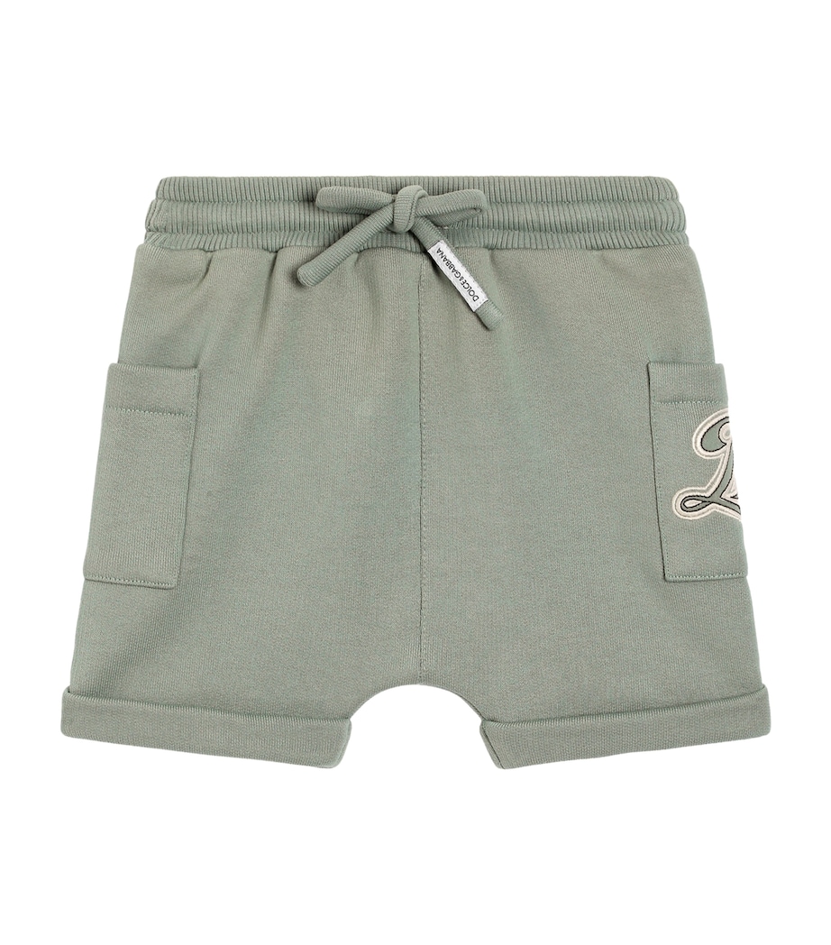Dolce&Gabbana Kids Jersey Logo Sweatshorts (3-30 Months) Grey Green Image 1