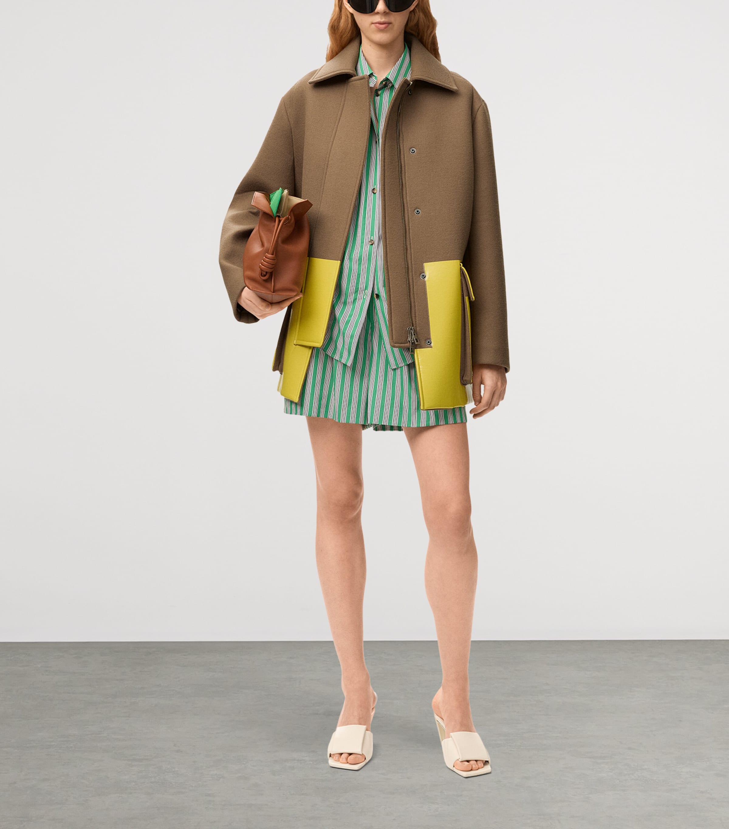 LOEWE Womens Stripe Shorts Green/white Image 5