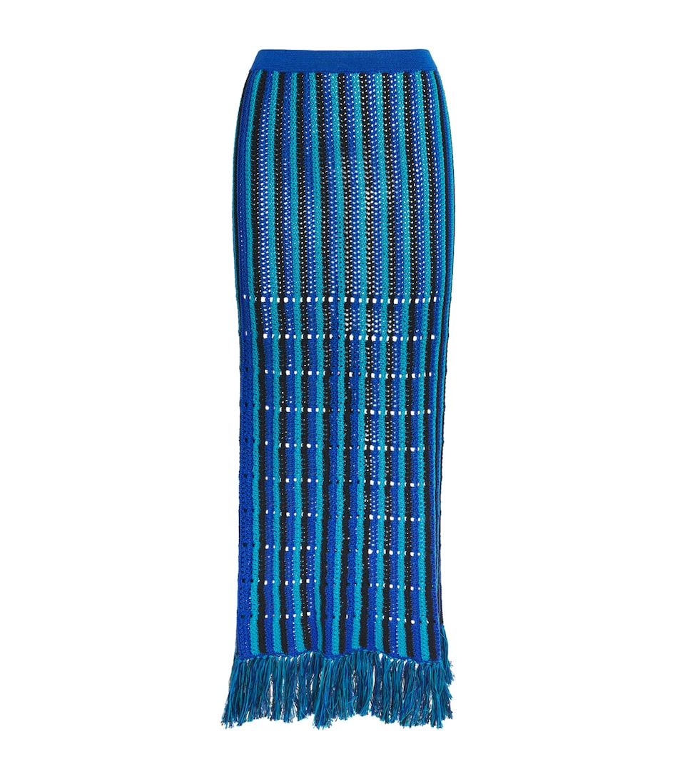 ESCVDO Fringe Misti Maxi Skirt Blue