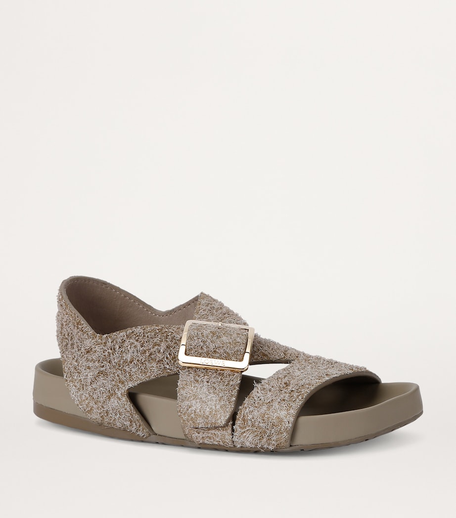 Suede Ease Buckle Sandals KHAKI Image 3