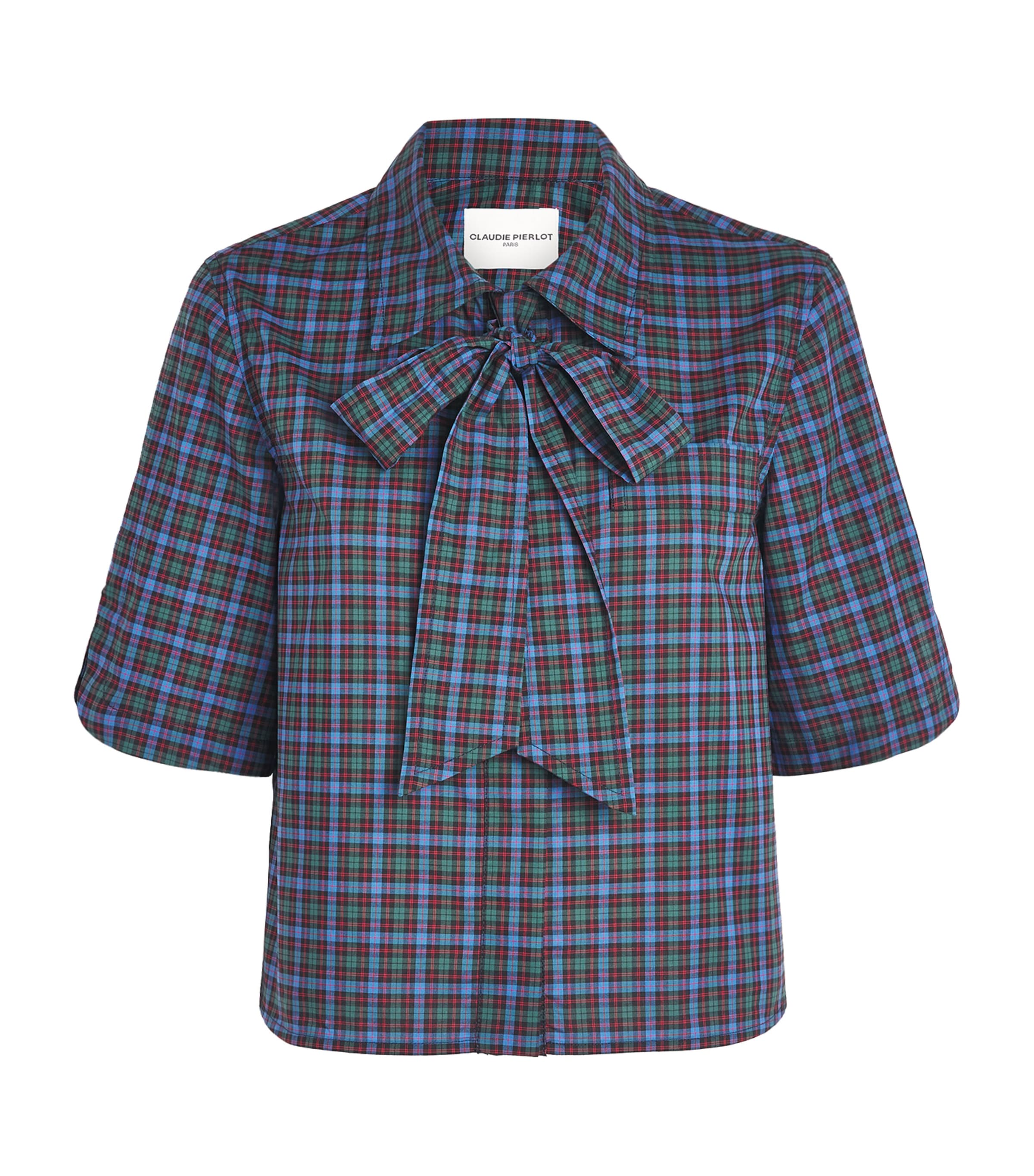 Claudie Pierlot Womens Check Pussybow Blouse Multicolored Image 1