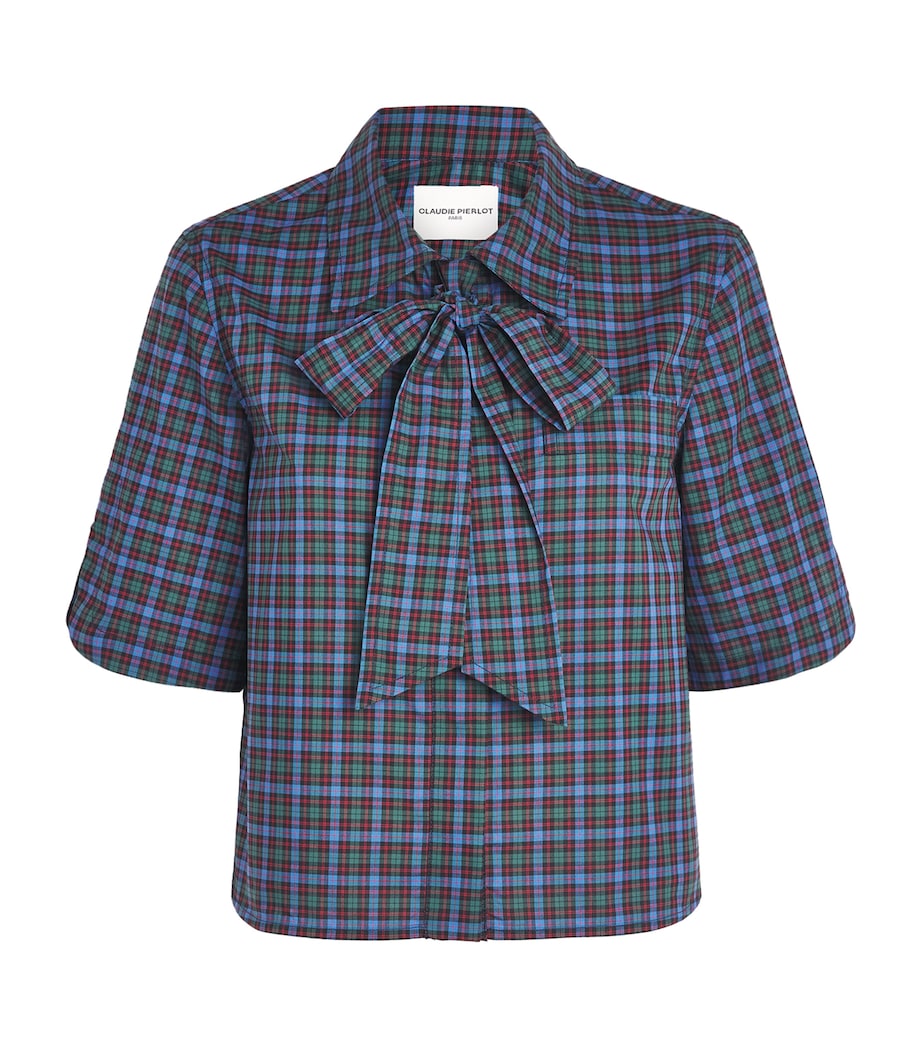 Claudie Pierlot Womens Check Pussybow Blouse Multicolored Image 1