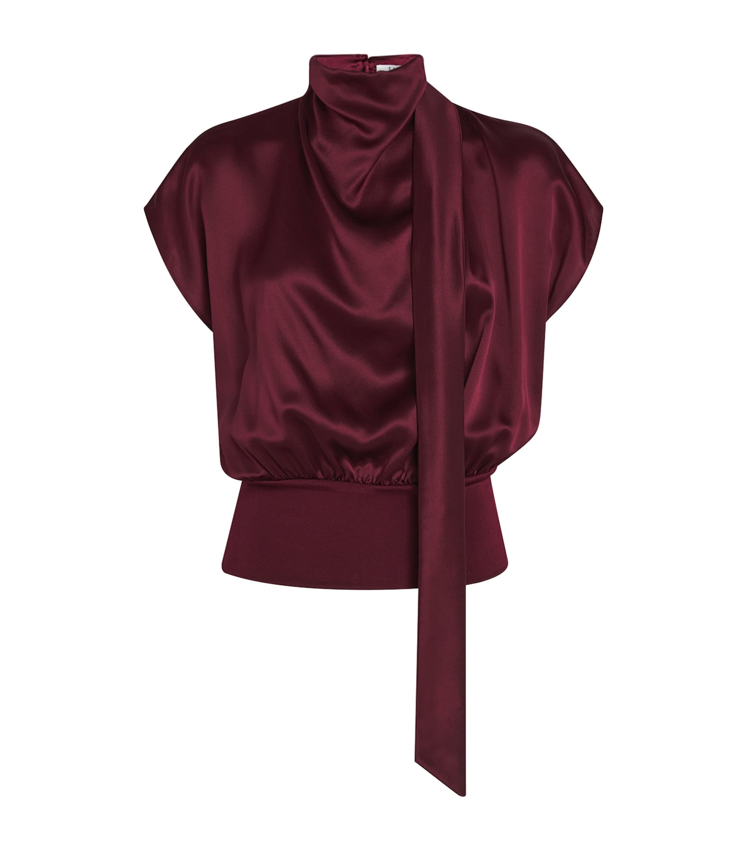 Esse Studios Silk Cowl-neck Top In Burgundy