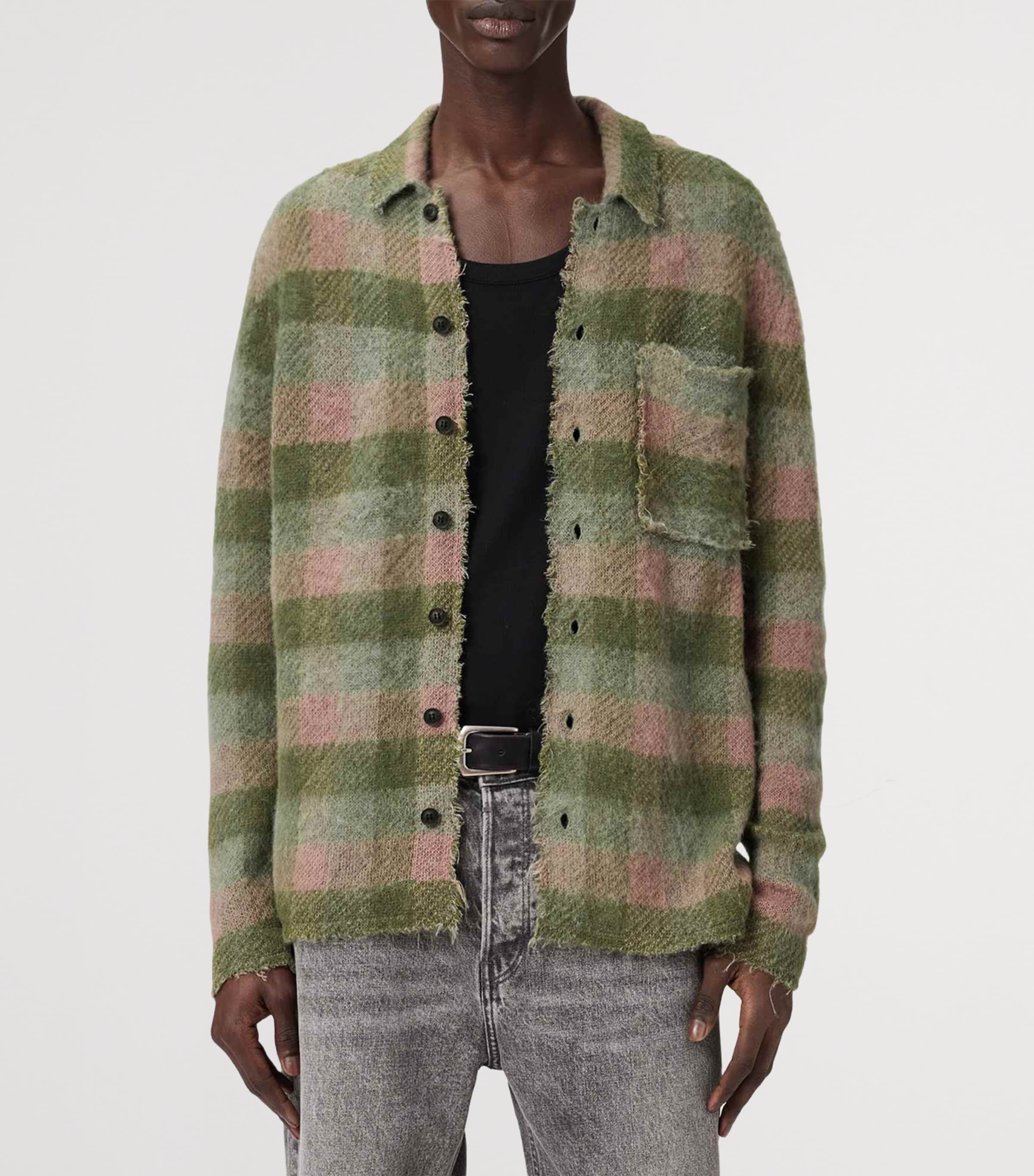 AllSaints Mens Check Adler Shirt Sunbaked Pink Image 3