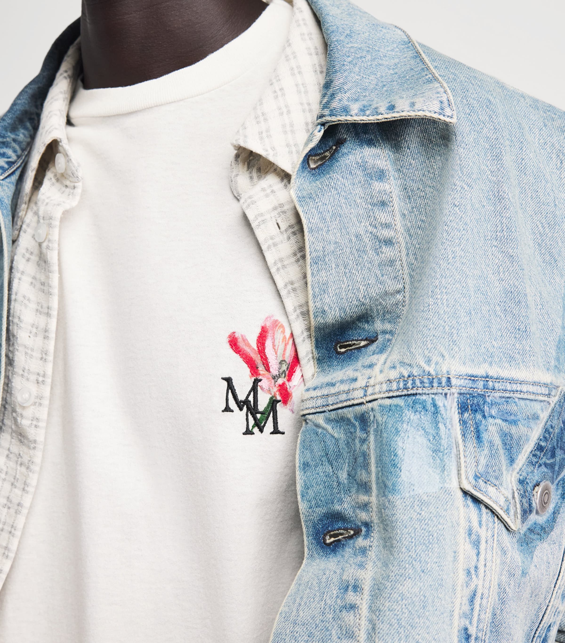 Maison Margiela Mens Cotton Embroidered Logo T-Shirt Off White Image 3