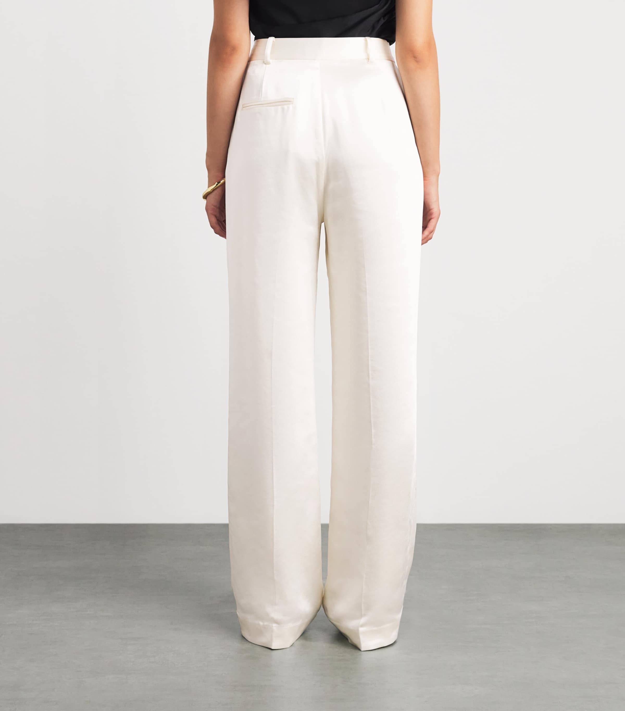 Self-Portrait Womens Satin Wide-Leg Trousers Cream Image 5
