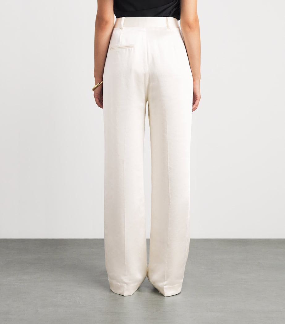 Self-Portrait Womens Satin Wide-Leg Trousers Cream Image 5