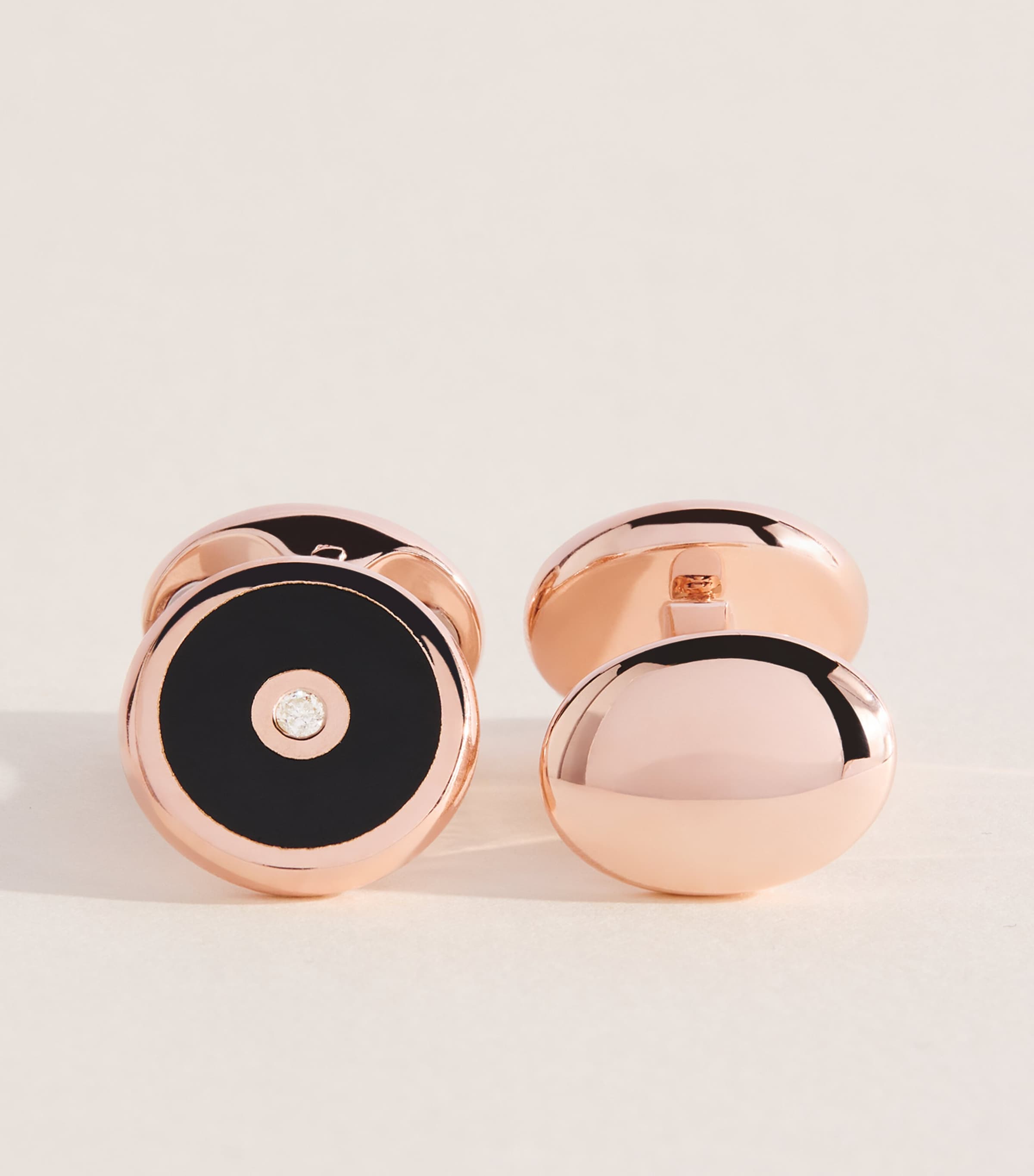 Deakin & Francis Rose Gold-Plated, Diamond and Onyx Cufflinks Rose Image 1